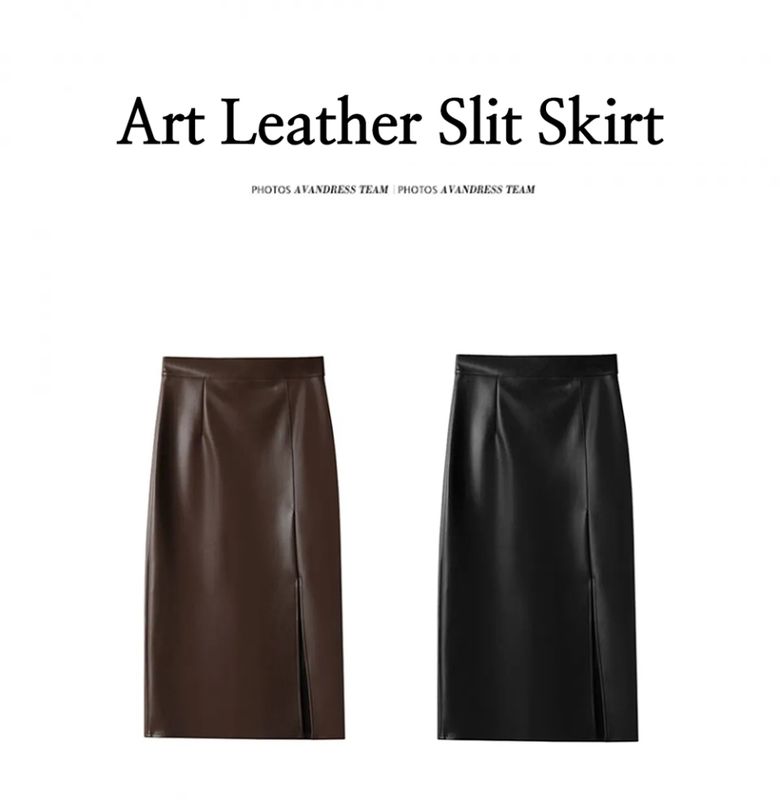 MUSINSA AVANDRESS Art Leather Slit Skirt 2COL