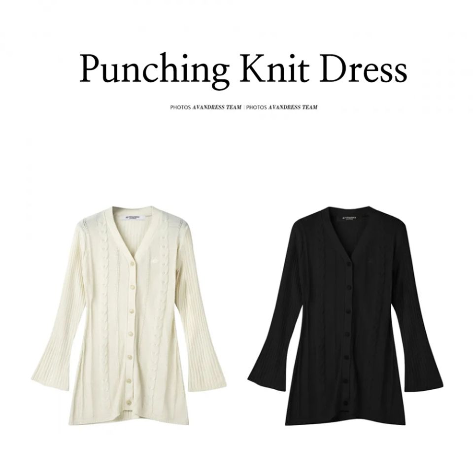 MUSINSA公式 | AVANDRESS Punching Knit Dress BLACK