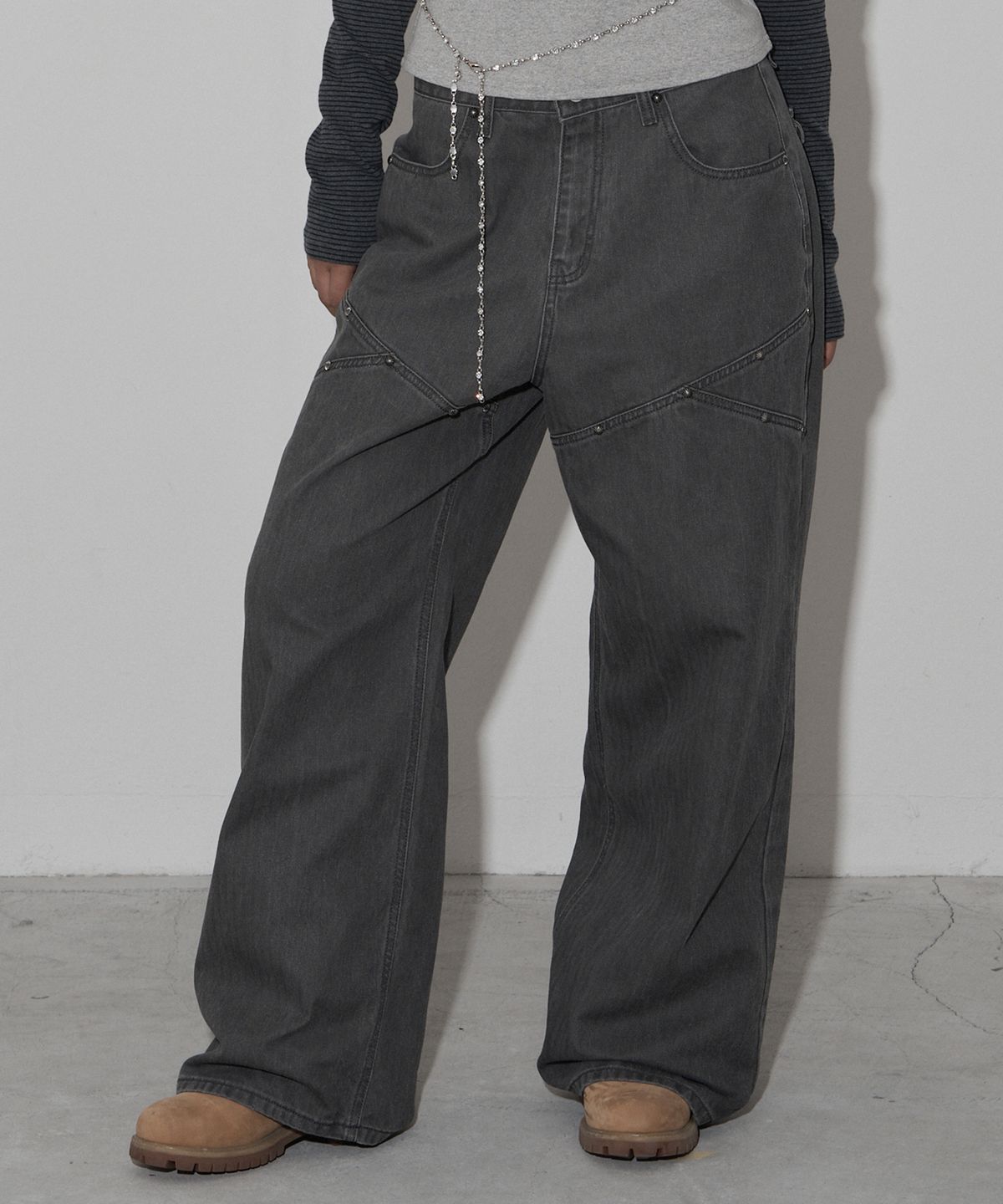 미드나잇 무브(MIDNIGHT MOVE) hb rivet pants (dark grey)