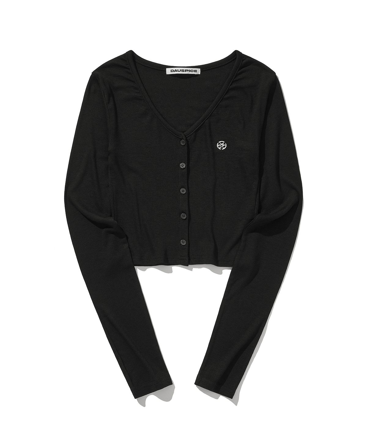 디오스피스(DAUSPICE) (DUC) V-Neck Crop Cardigan Black