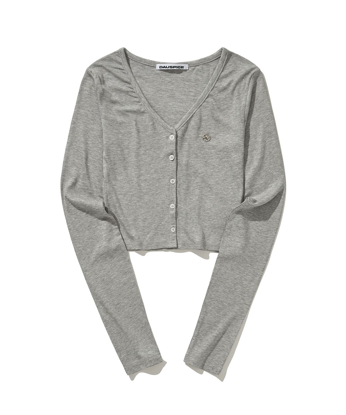 디오스피스(DAUSPICE) (DUC) V-Neck Crop Cardigan Gray
