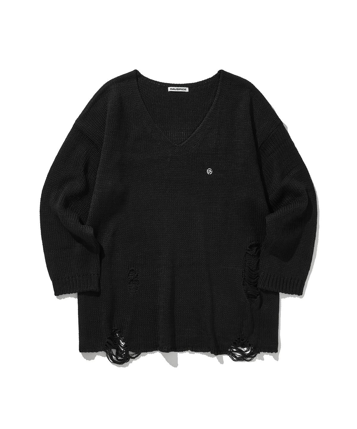 디오스피스(DAUSPICE) (DUC) Damaged Loose-Fit Knit Black