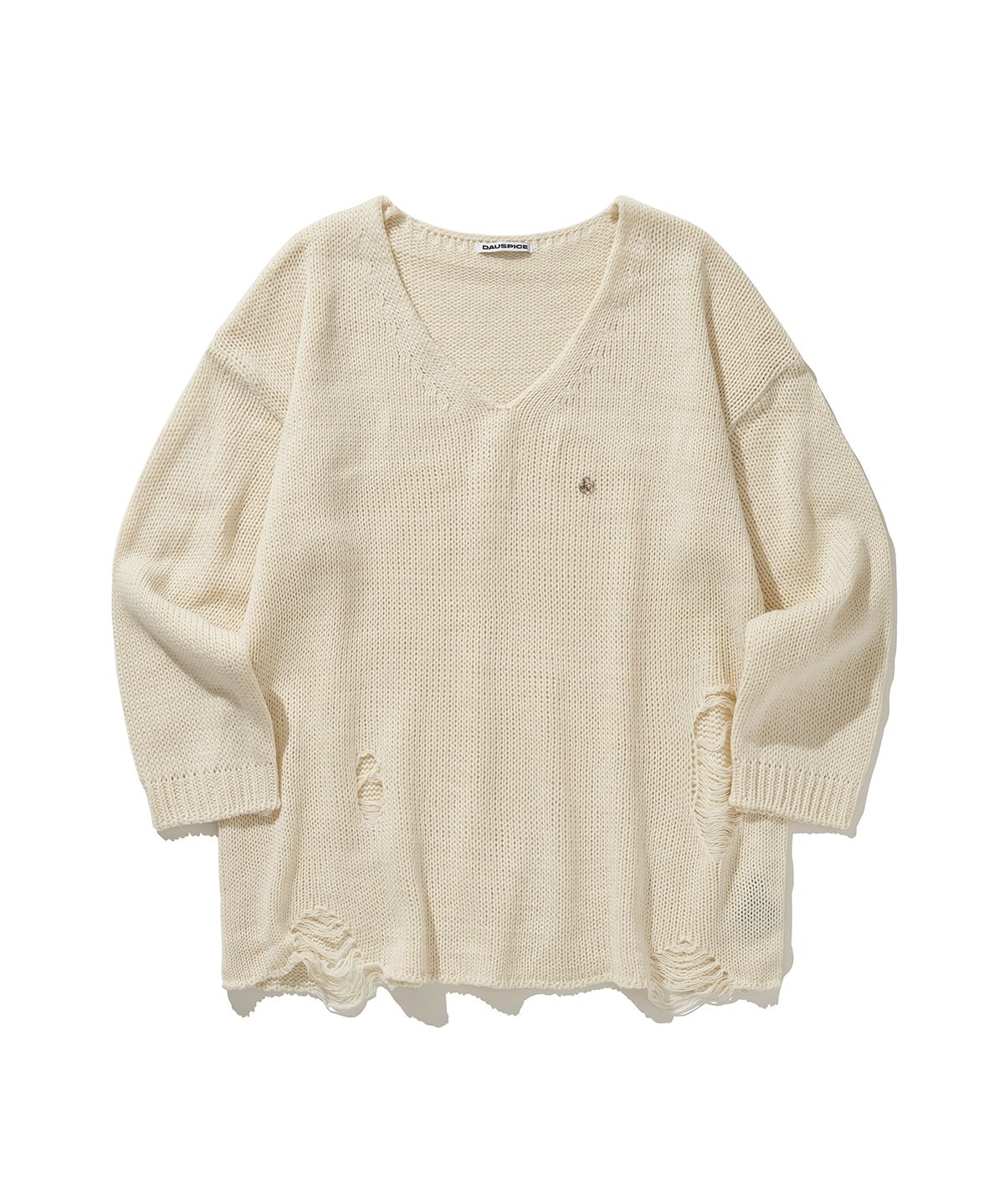 디오스피스(DAUSPICE) (DUC) Damaged Loose-Fit Knit Ivory