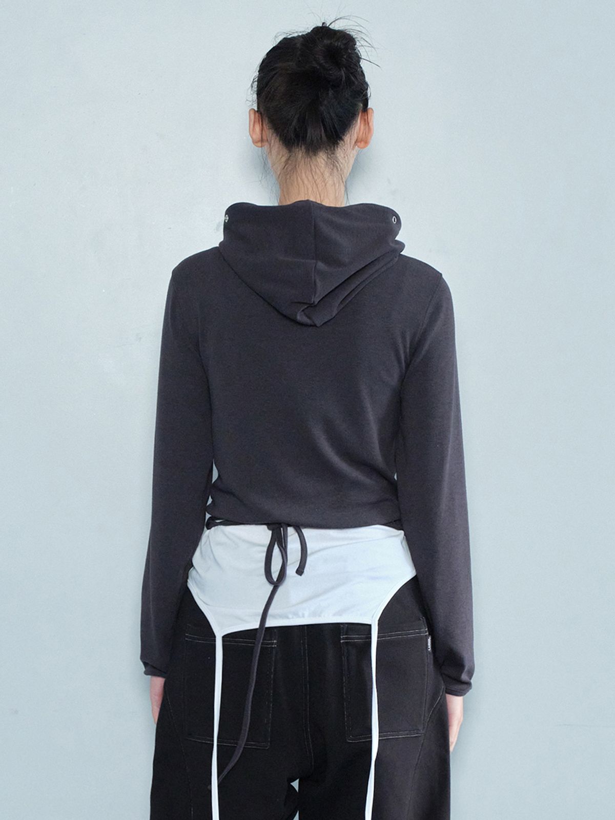 세릭(CERRIC) WRAP HOOD CARDIGAN / CHARCOAL