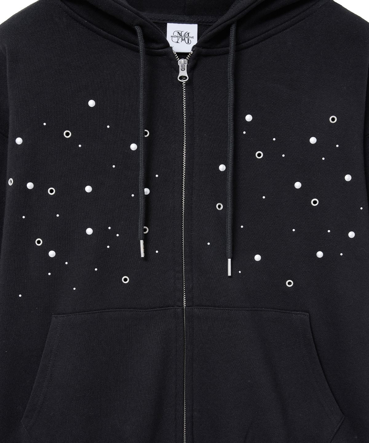 미드나잇 무브(MIDNIGHT MOVE) eyelet hood zip up (black)