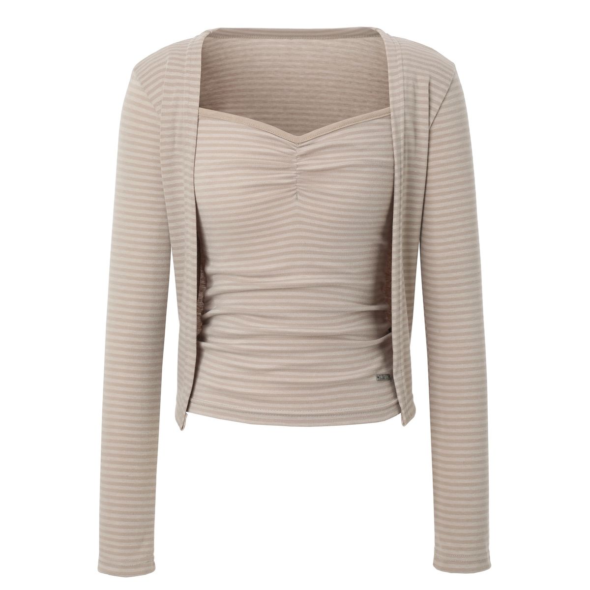 카키포인트(KHAKIPOINT) Stripe Cardigan & Sleeveless Set (beige)