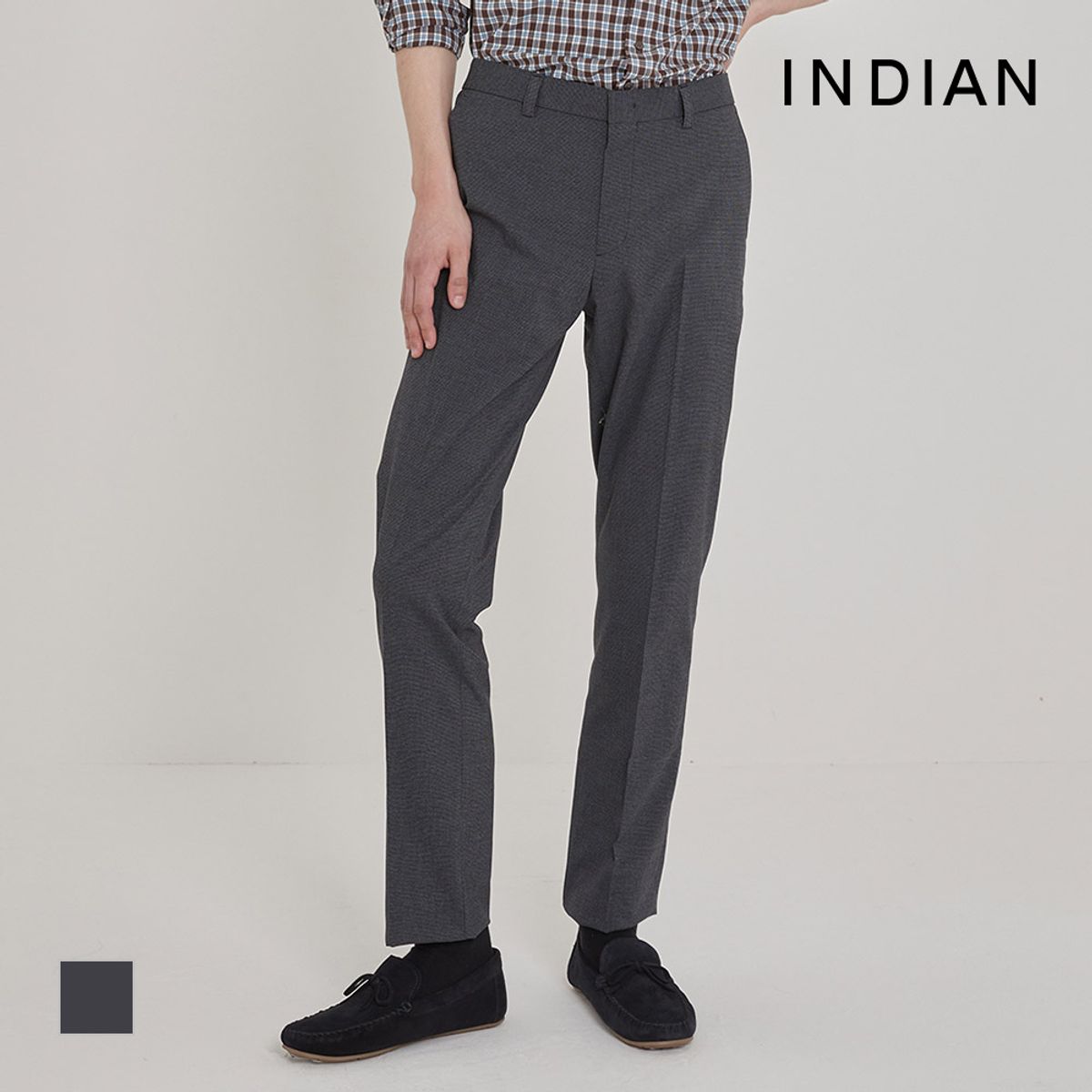 인디안(INDIAN) 투톤 잔조직 밴딩 팬츠_MIEDA5F8106