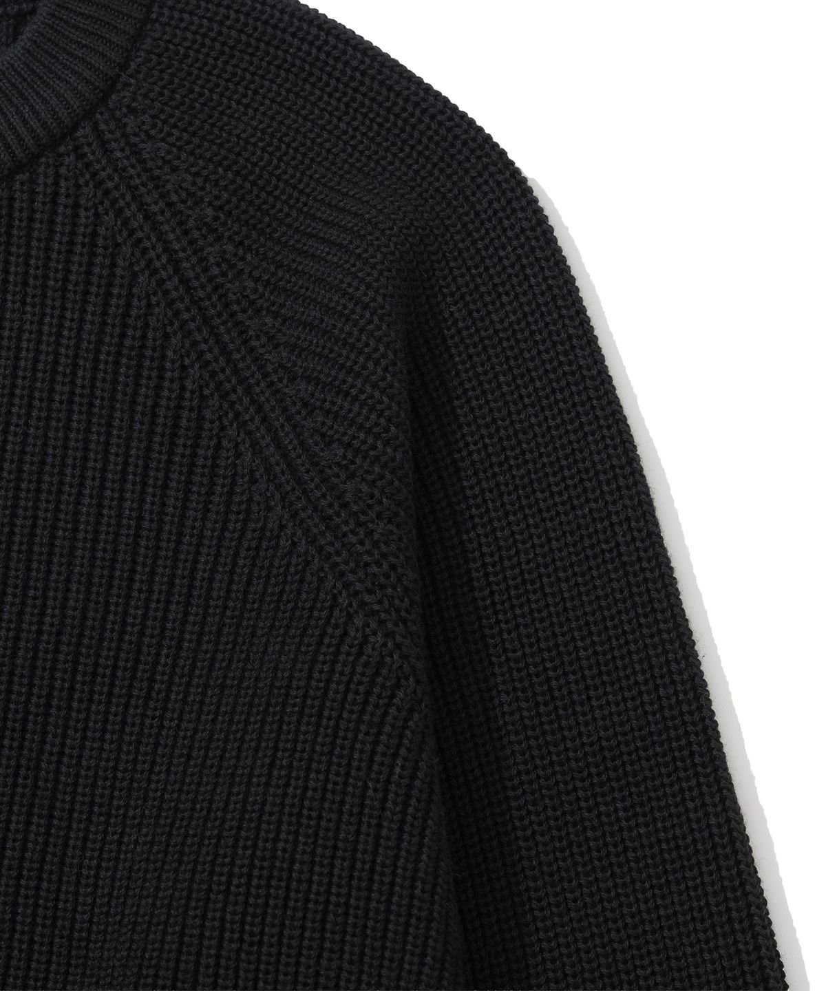 니티드(KNITTED) 코튼 와플 라운드 가디건 BLACK