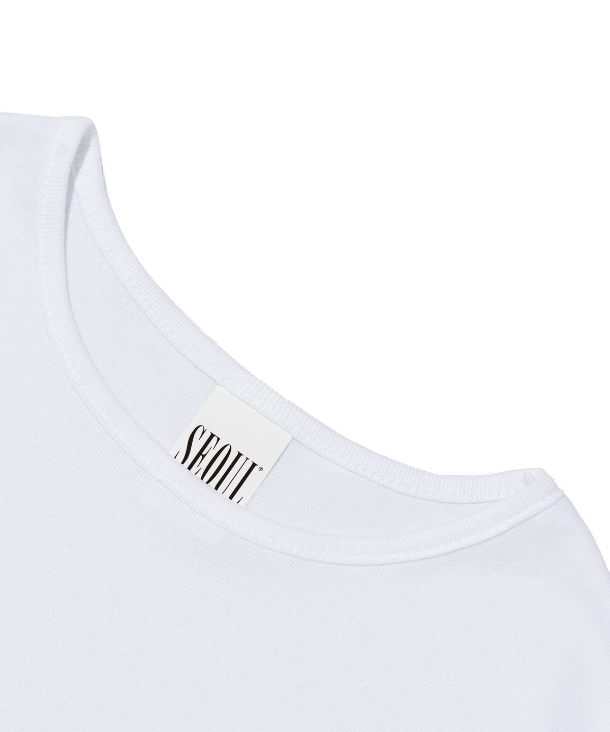 서울어패럴(SEOUL APPAREL) 에스레틱 레터링 크롭 반팔 티셔츠 (화이트)