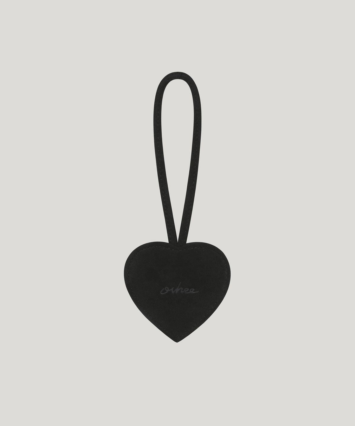 오브히(OVHEE) 하트 스웨이드 미러 참 Heart Suede Mirror Charm_Black