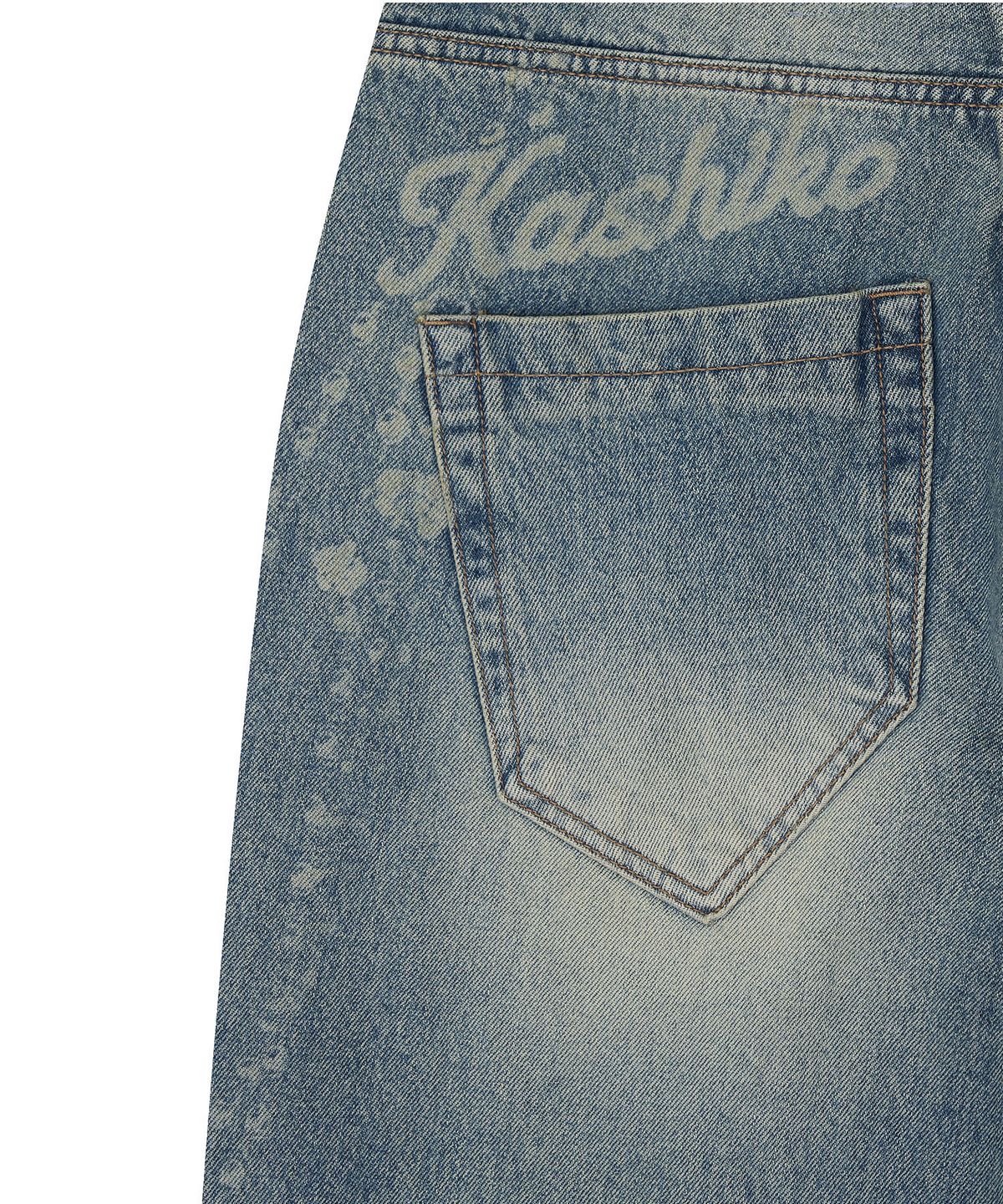 카시코(KASHIKO) Chain Wide Denim Pants Light Blue