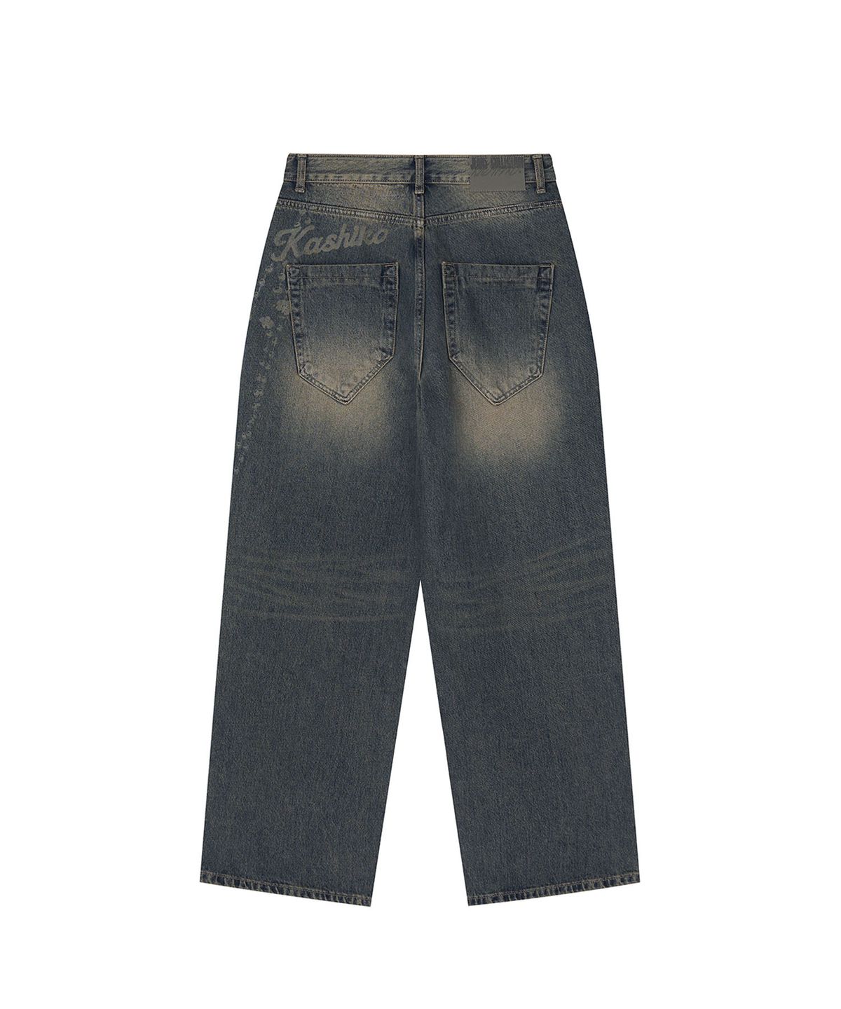 카시코(KASHIKO) Chain Wide Denim Pants Rusty Blue