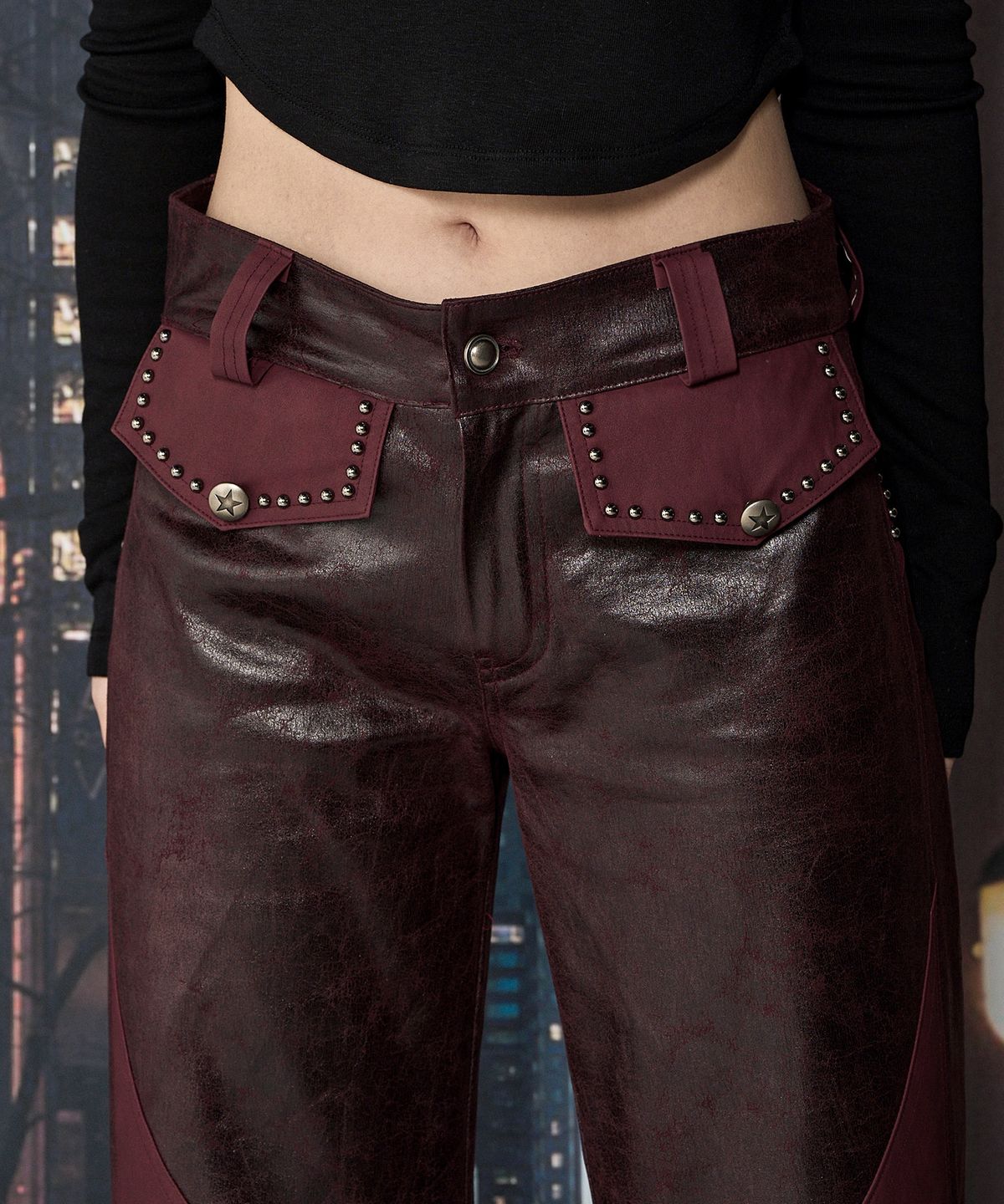 체리퀴리(CHERRYQUIRI) crack leather boots cut pt - burgundy