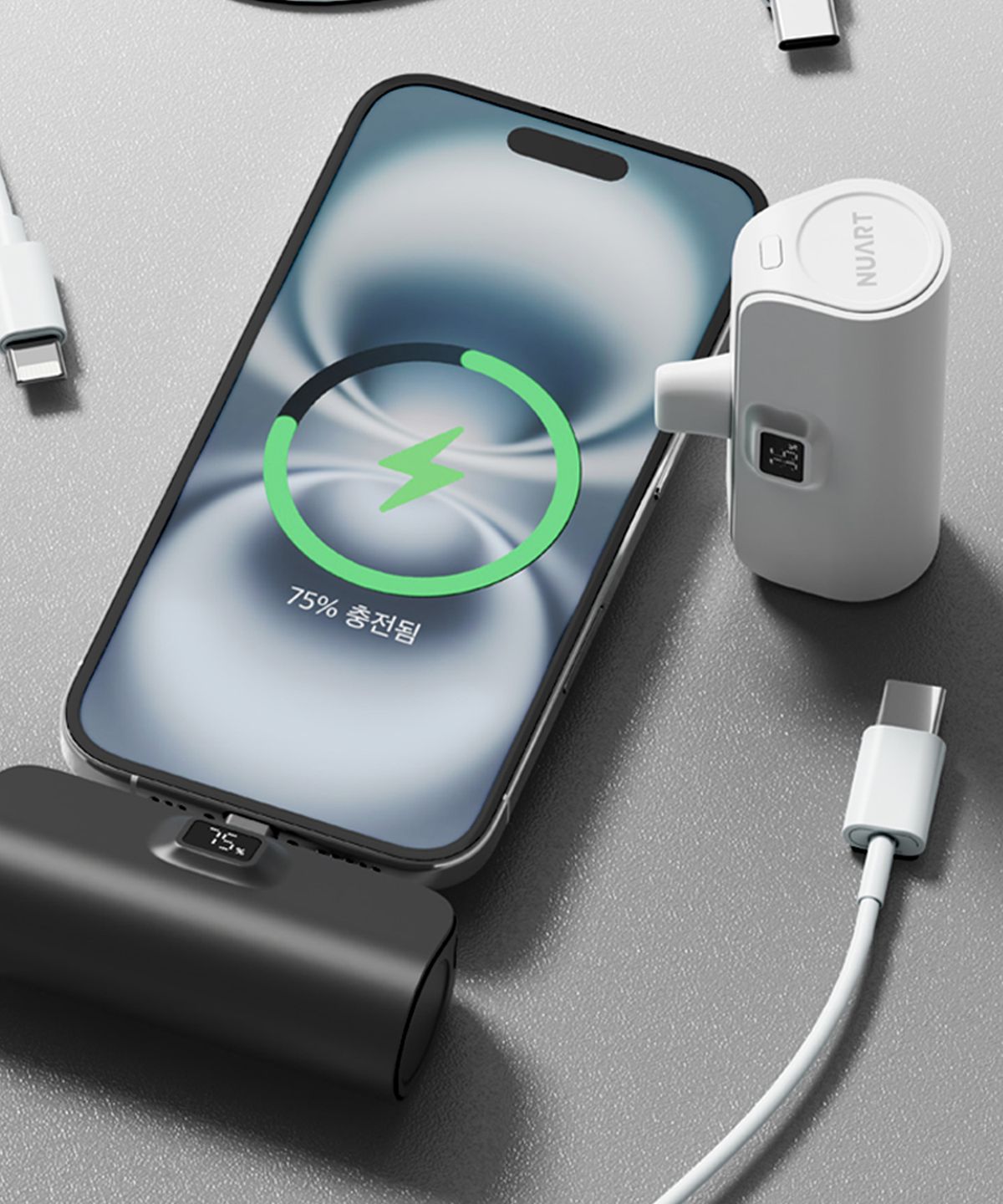 누아트(NUART) [5CORLOR] LED 잔량표시 도킹형 미니 보조배터리 C타입 8핀 5000mah 5컬러 스티커 증정