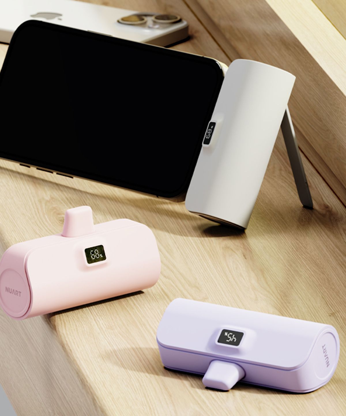 누아트(NUART) [5CORLOR] LED 잔량표시 도킹형 미니 보조배터리 C타입 8핀 5000mah 5컬러 스티커 증정
