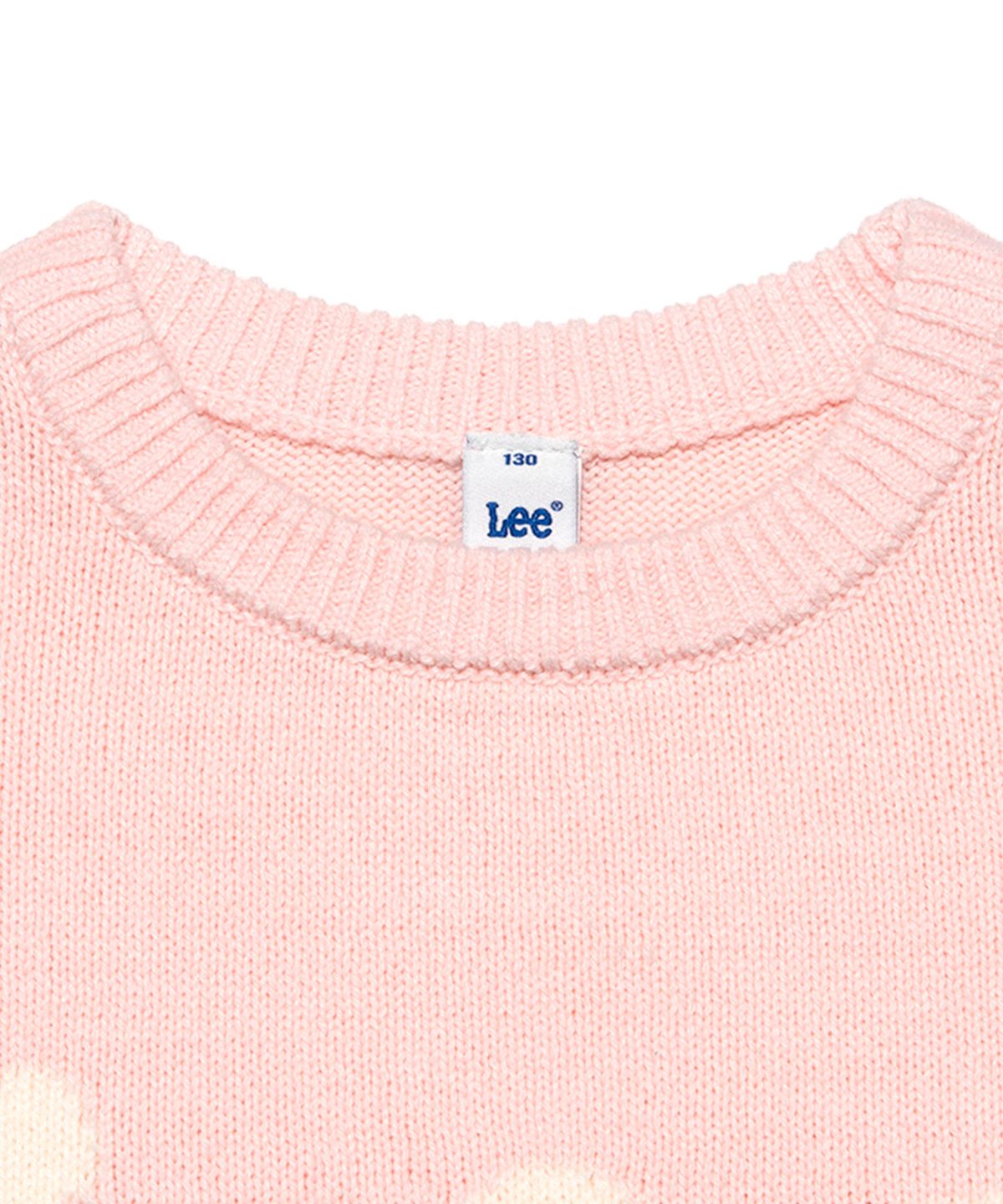 리 키즈(LEE KIDS) 스탠다드핏 빅로고 니트 풀오버 핑크 LK2504KT21PI