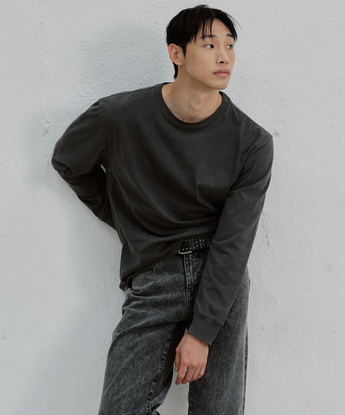 플랙(PLAC) 빈티지 다잉 그래픽 티셔츠 차콜