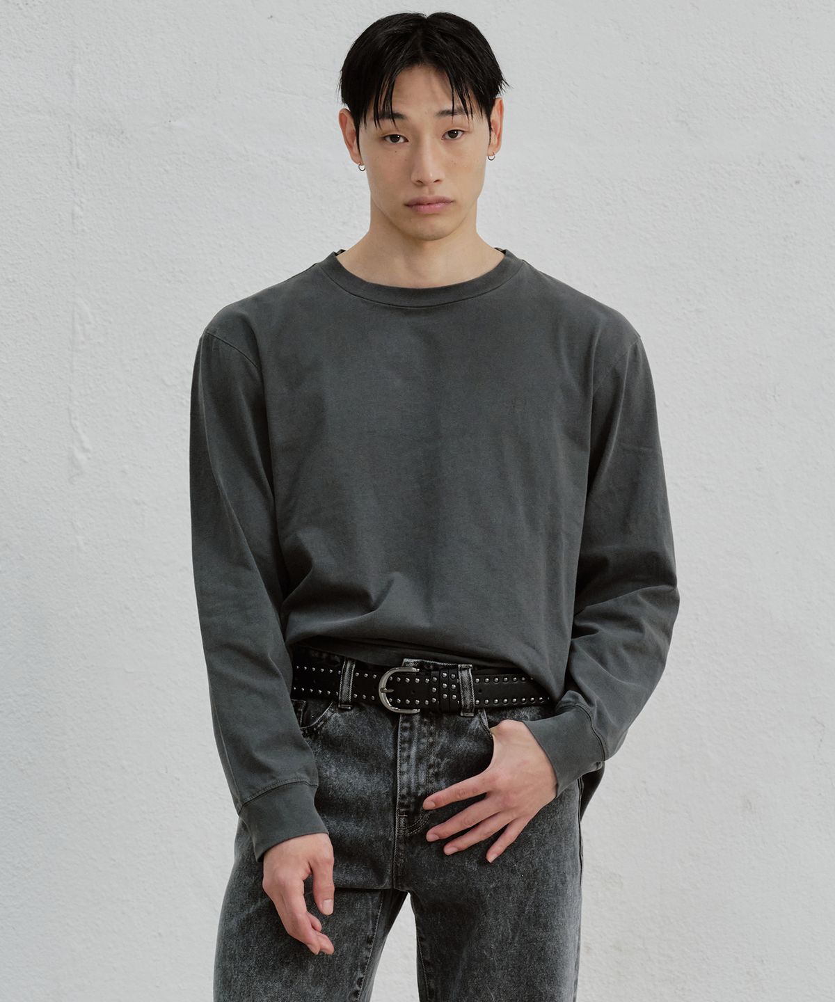 플랙(PLAC) 빈티지 다잉 그래픽 티셔츠 차콜