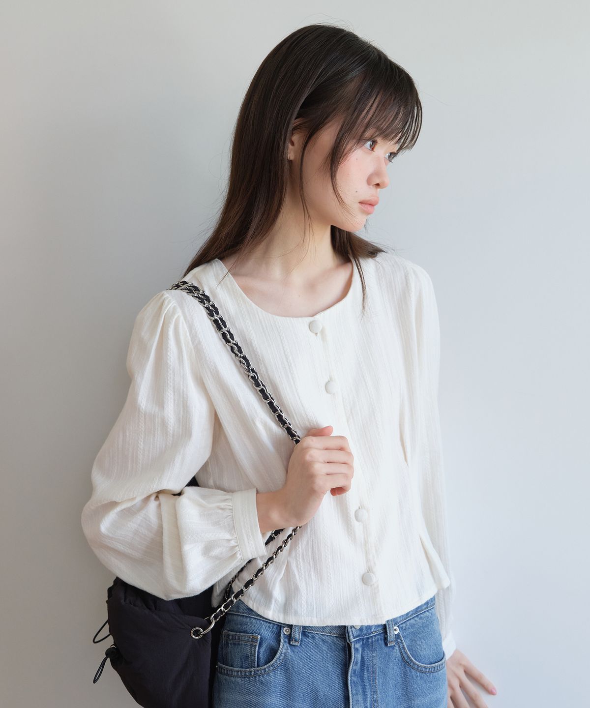 엽페(YUPPE) TUCKLINE SOFT SHIRT_IVORY