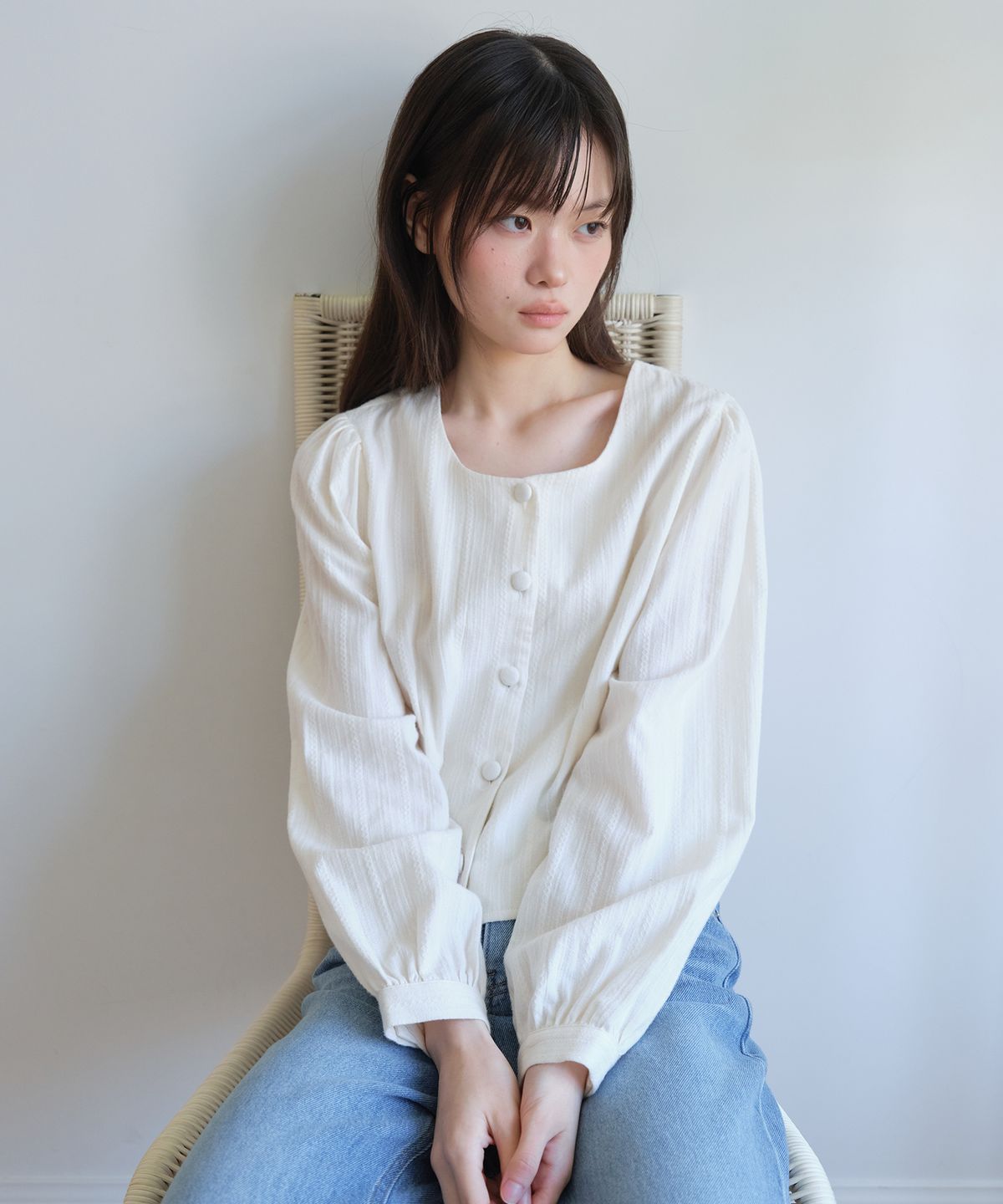 엽페(YUPPE) TUCKLINE SOFT SHIRT_IVORY