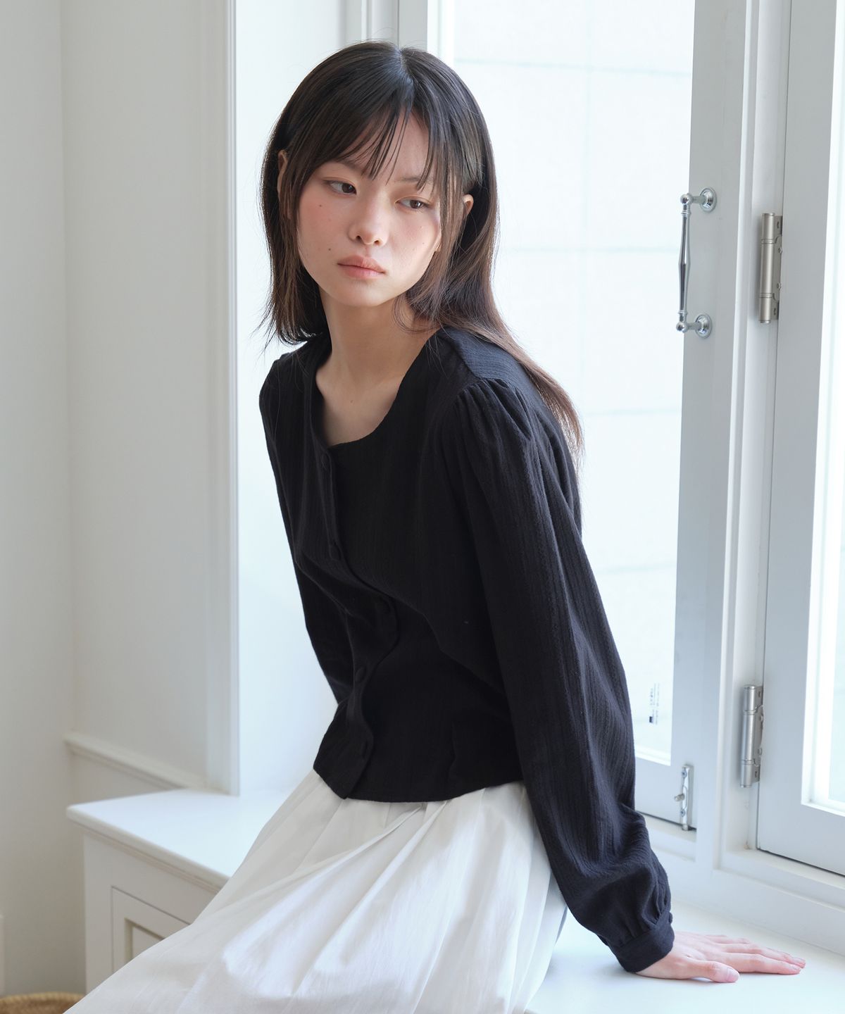 엽페(YUPPE) TUCKLINE SOFT SHIRT_BLACK