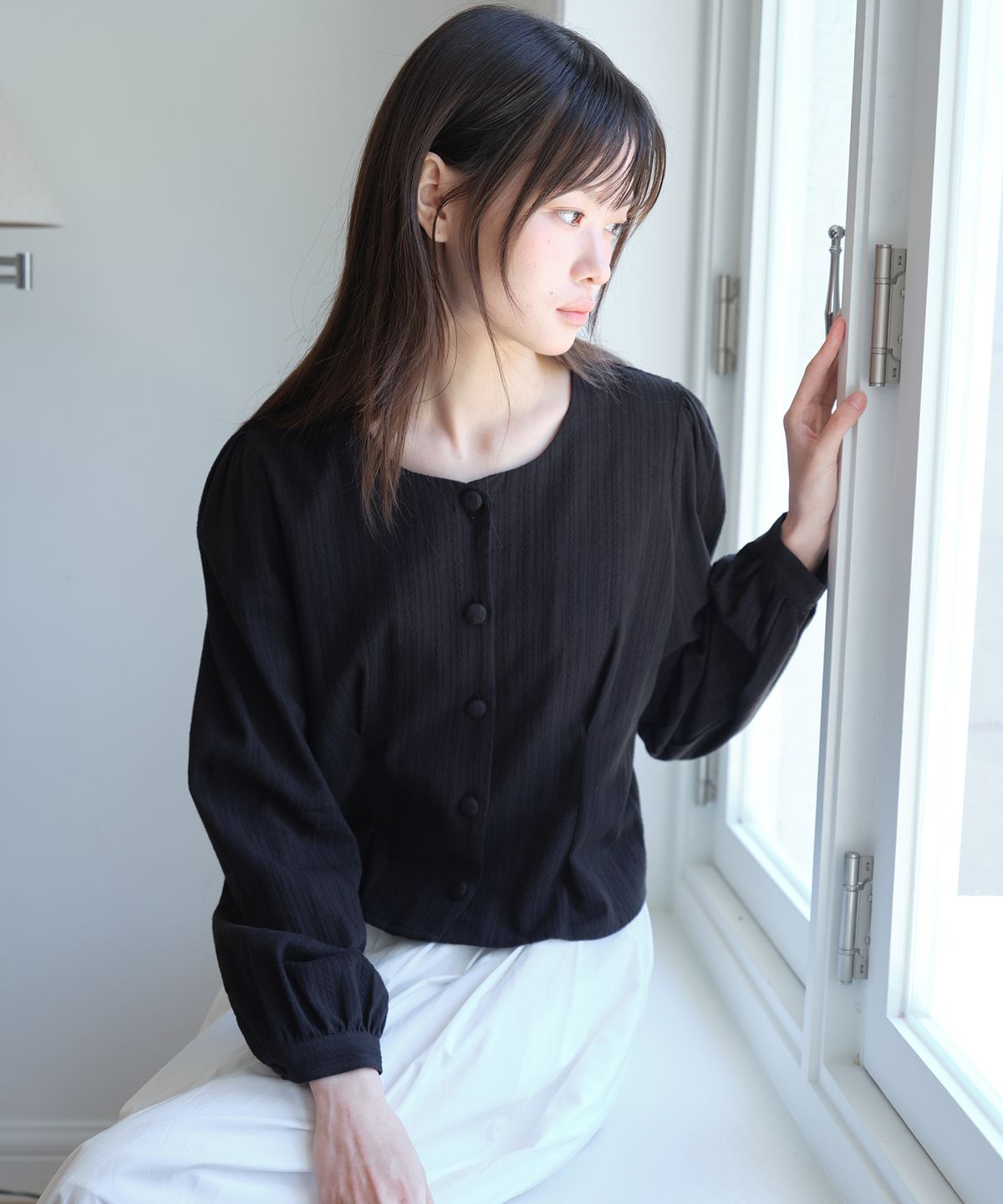 엽페(YUPPE) TUCKLINE SOFT SHIRT_BLACK