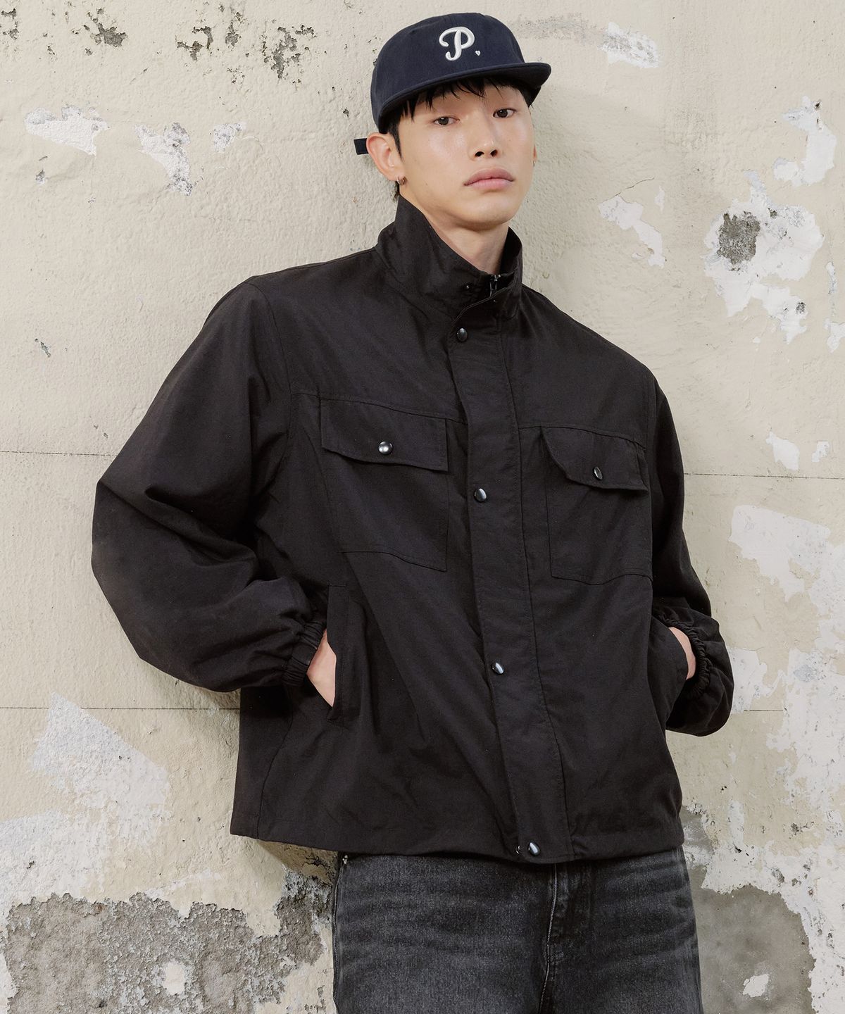 플랙(PLAC) 나일론 하이넥 점퍼 블랙