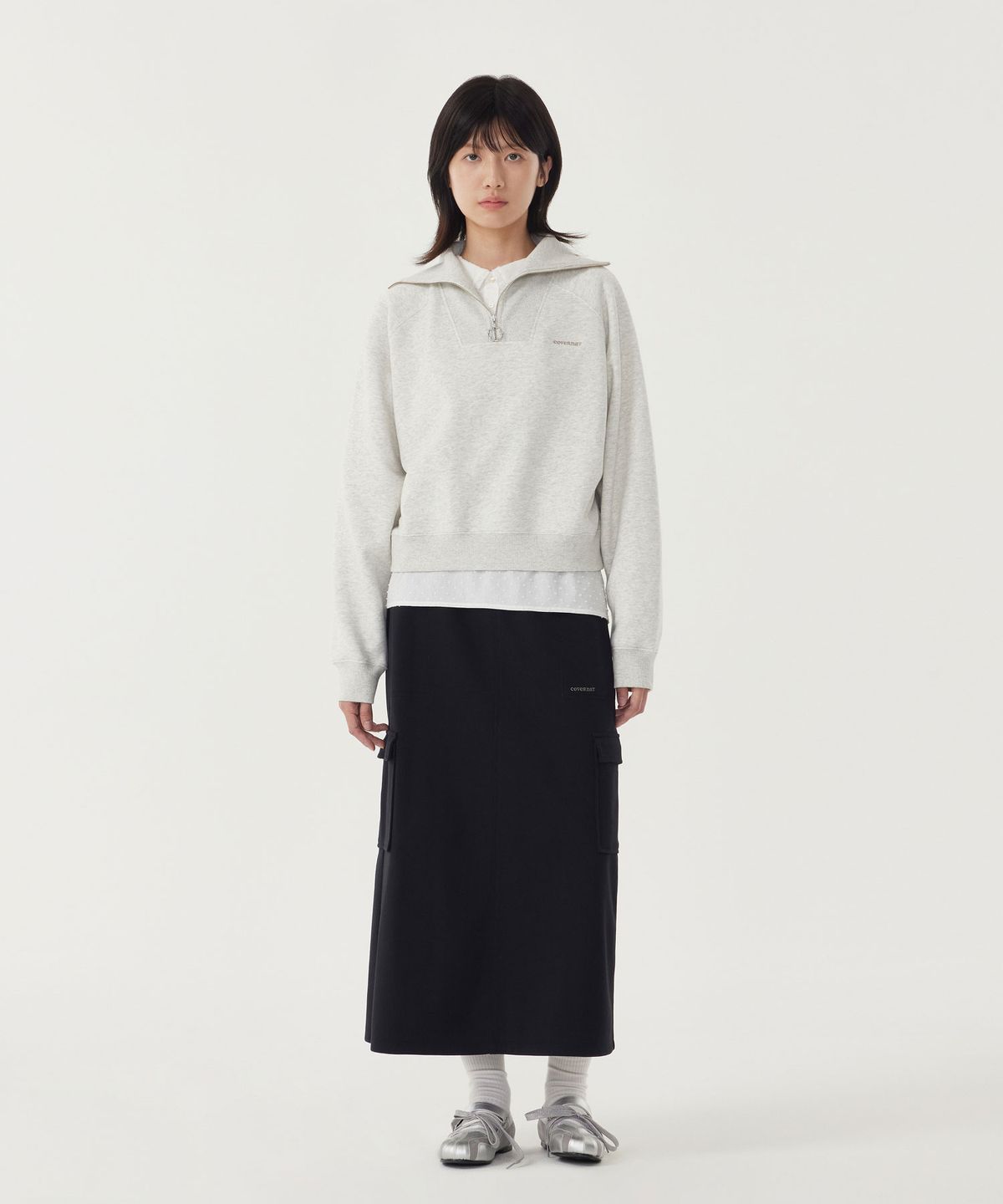 커버낫 우먼(COVERNAT WOMAN) 우먼 스웻 카고 스커트 Black