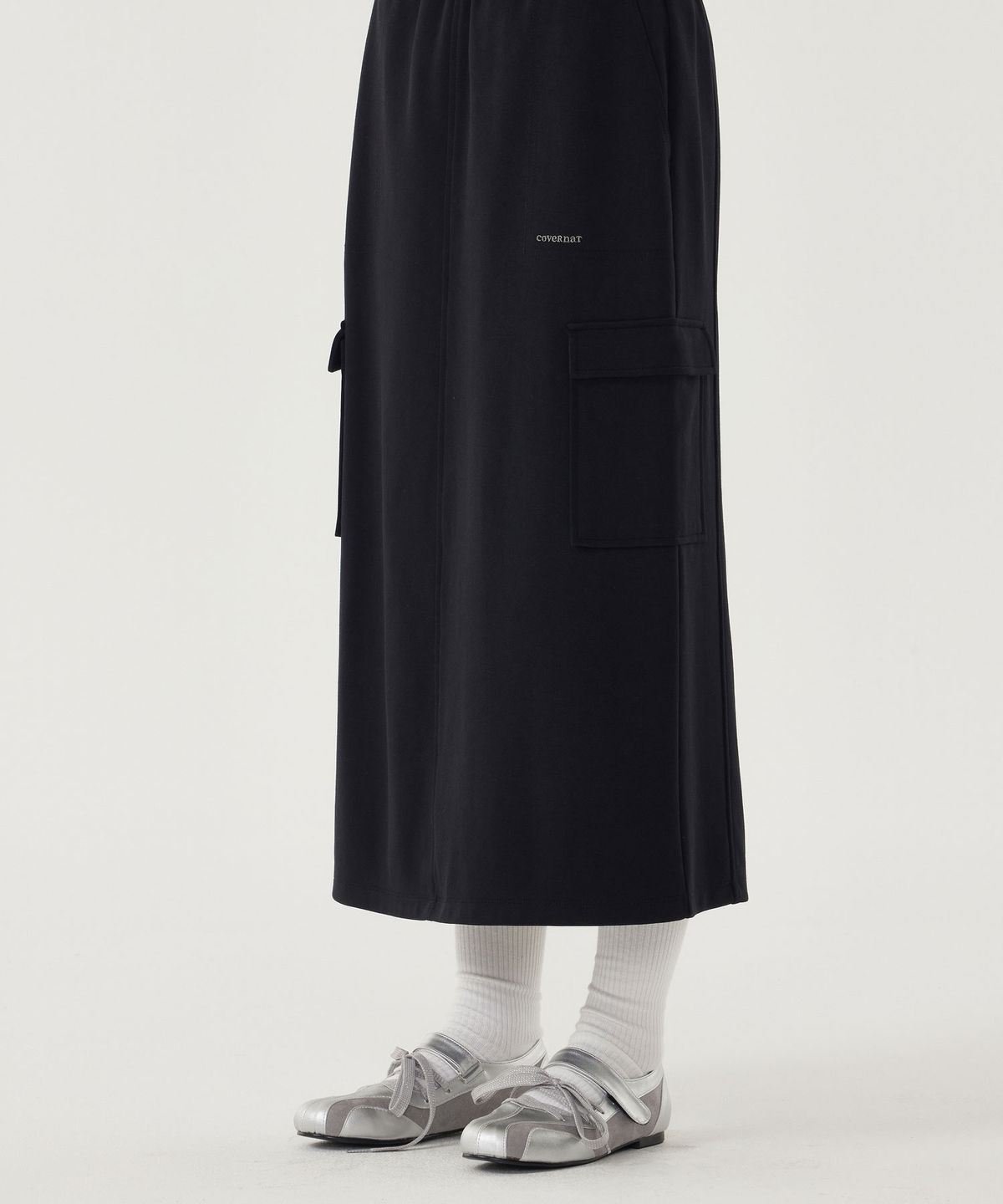 커버낫 우먼(COVERNAT WOMAN) 우먼 스웻 카고 스커트 Black