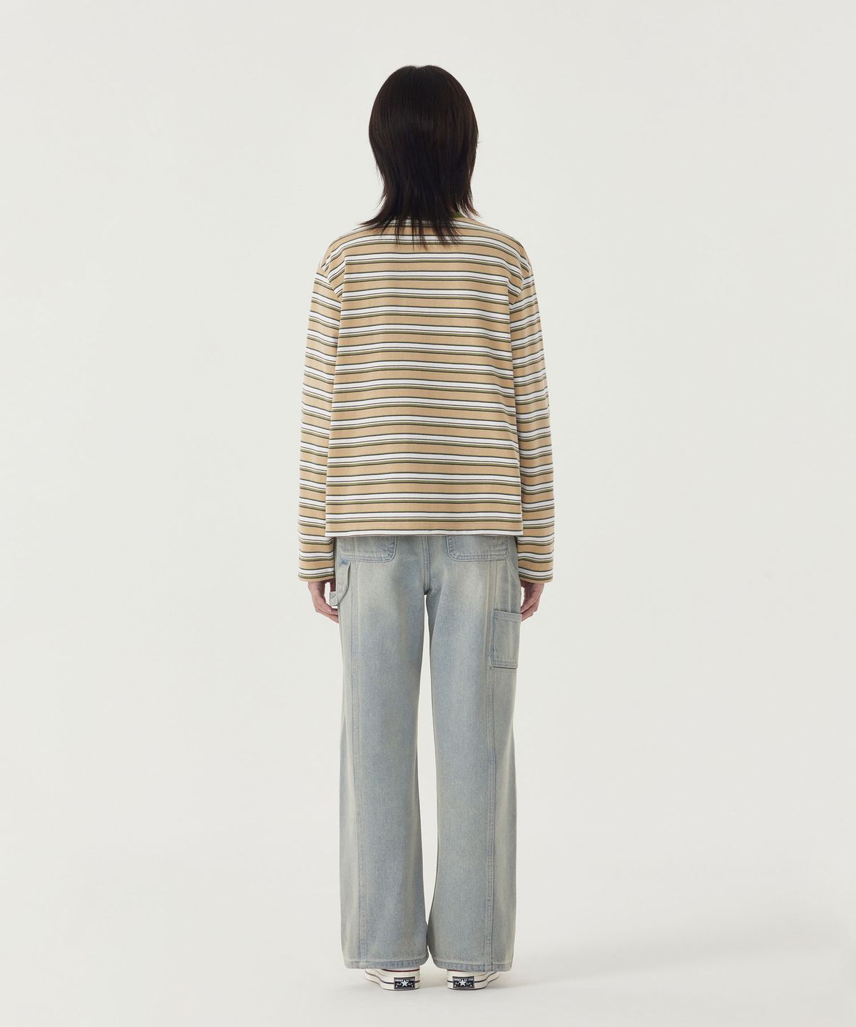커버낫 우먼(COVERNAT WOMAN) 우먼 멀티 스트라이프 롱슬리브 Beige