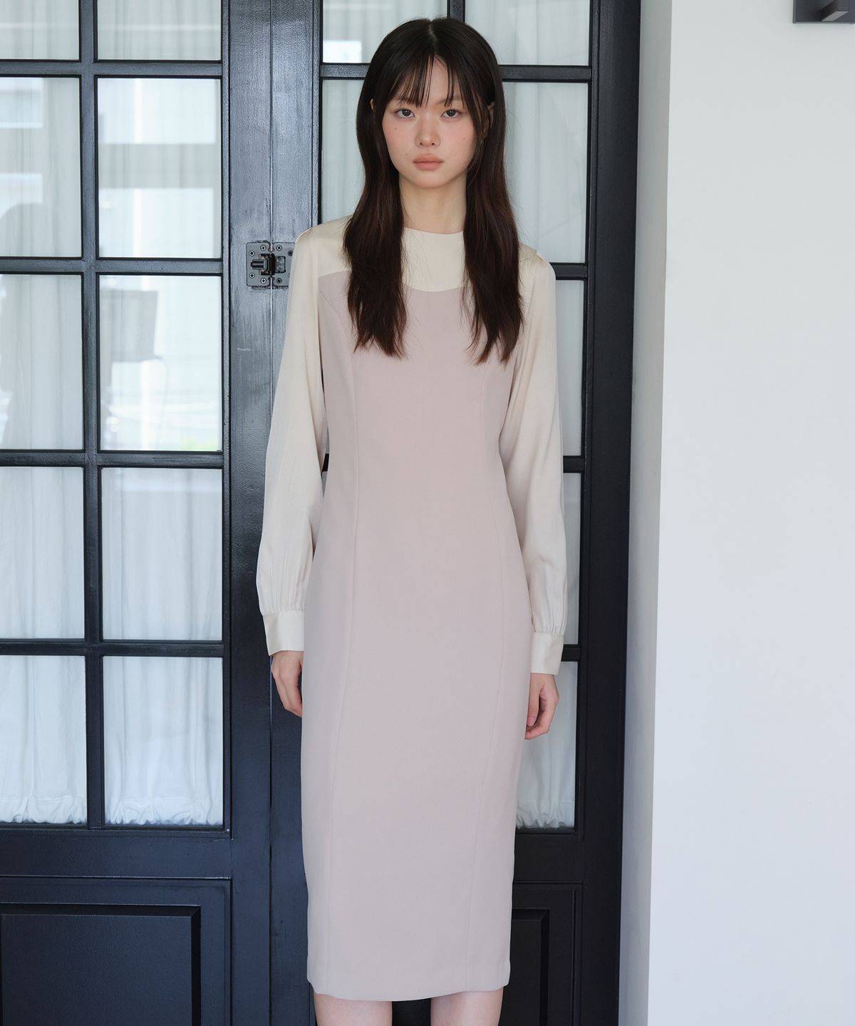 엽페(YUPPE) TWO TONE ONEPIECE_BEIGE