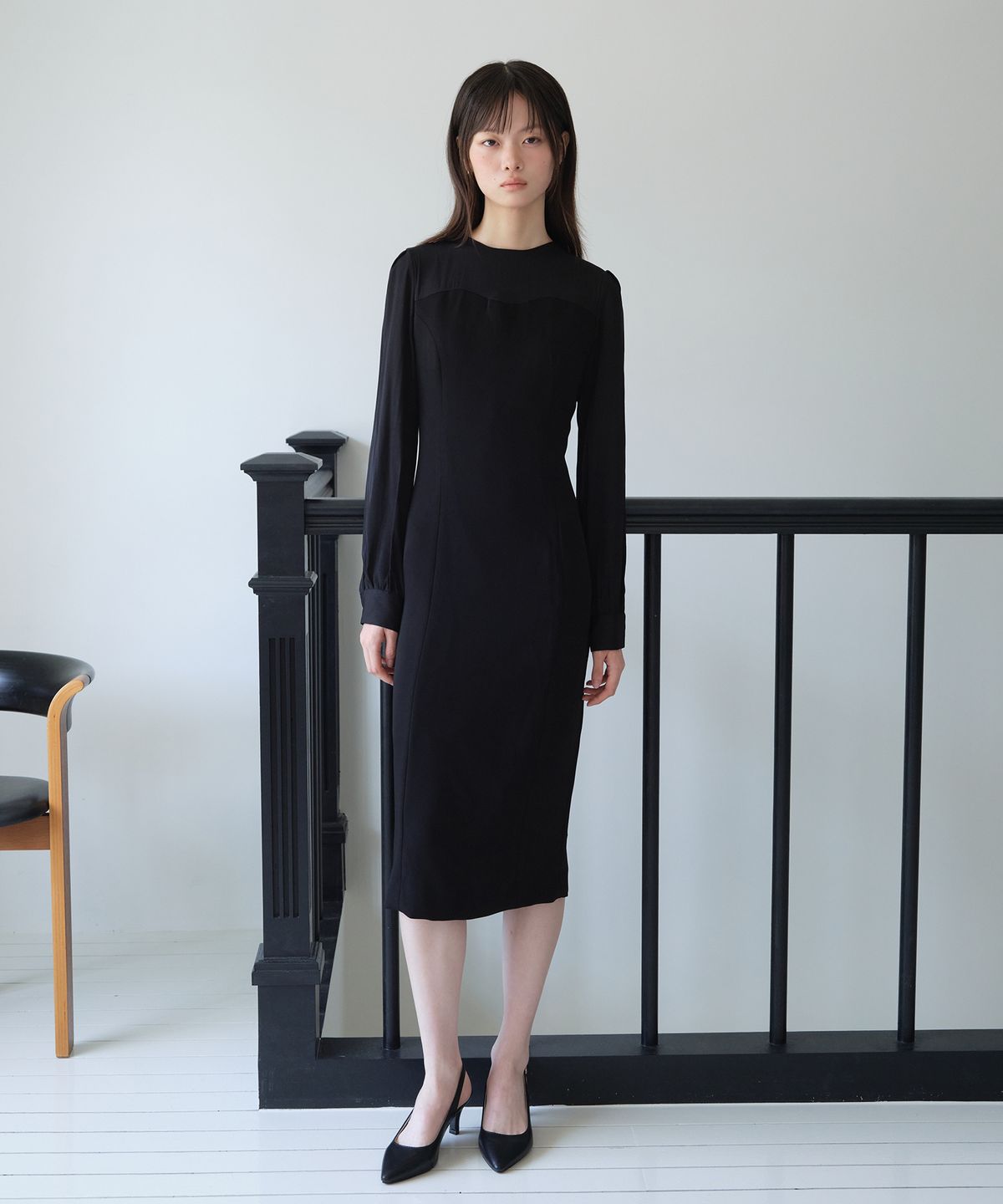 엽페(YUPPE) TWO TONE ONEPIECE_BLACK