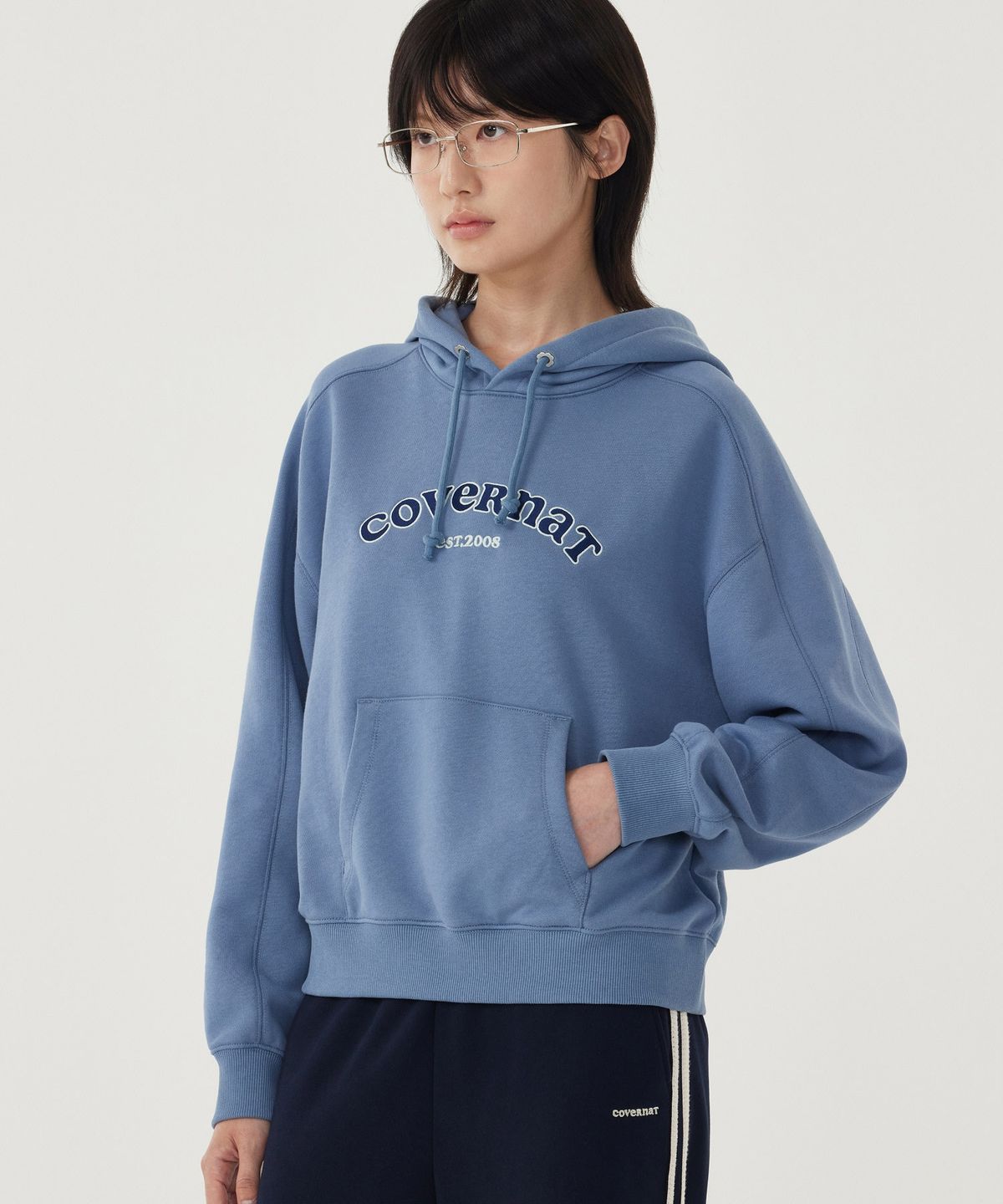 커버낫 우먼(COVERNAT WOMAN) 우먼 쿠퍼로고 후디 Dusty Blue