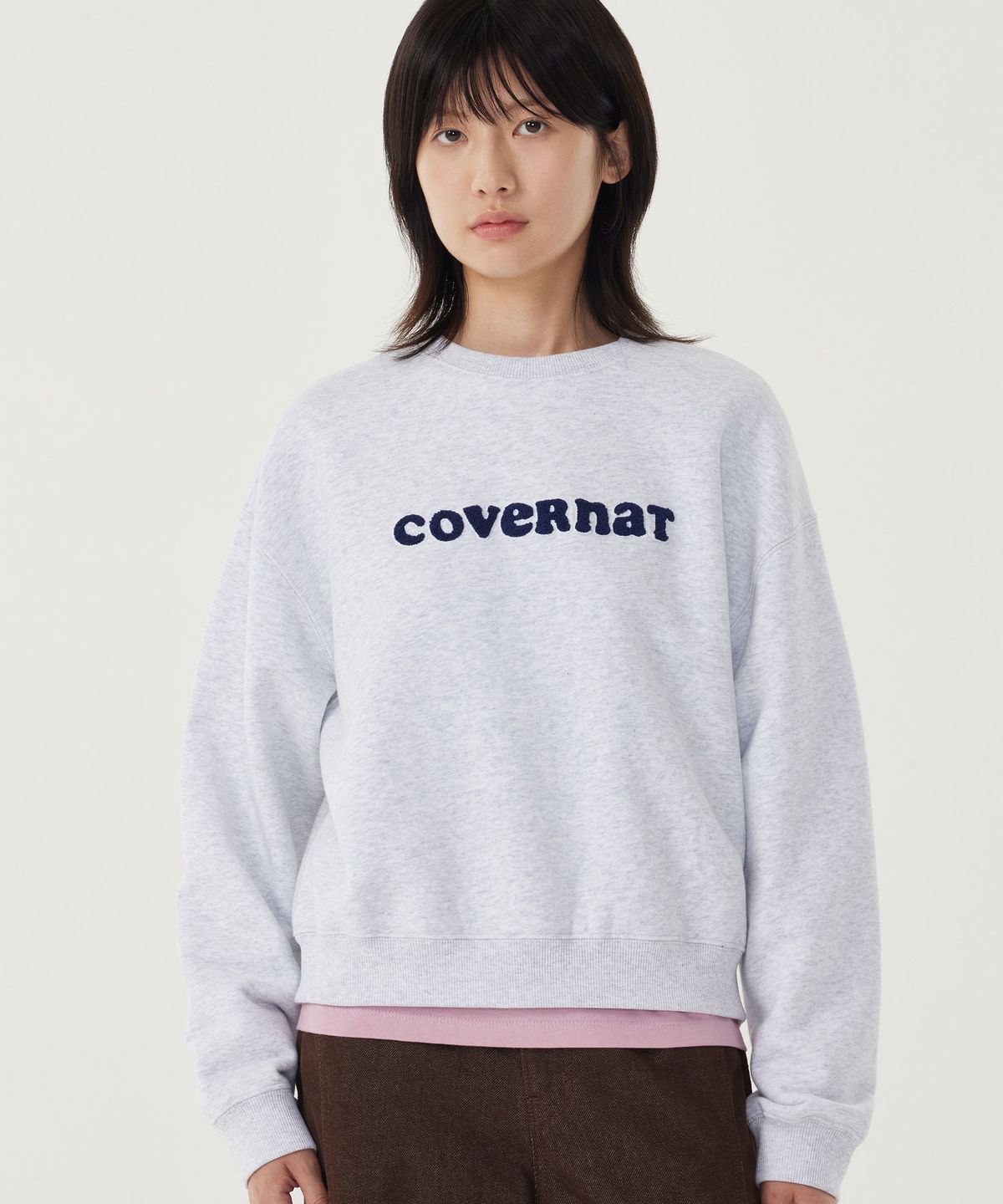 커버낫 우먼(COVERNAT WOMAN) 우먼 쿠퍼로고 맨투맨 Heather Gray
