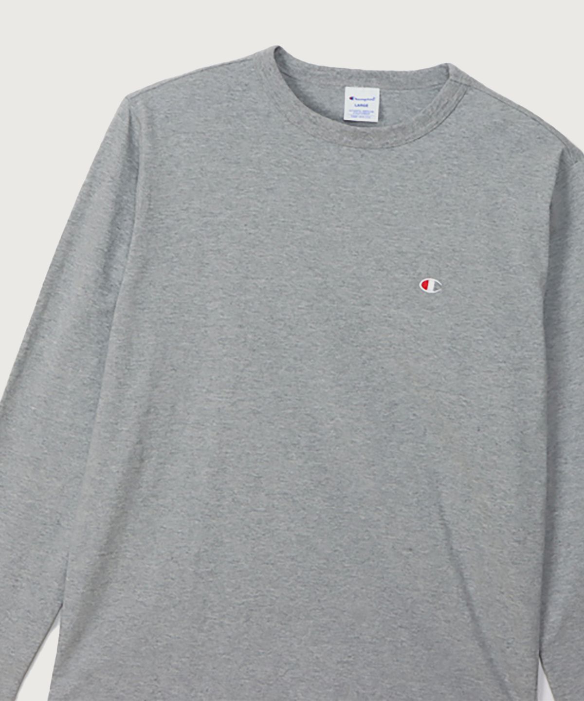챔피온(CHAMPION) C로고 레귤러핏 저지 롱슬리브 티셔츠 Oxforxd Grey