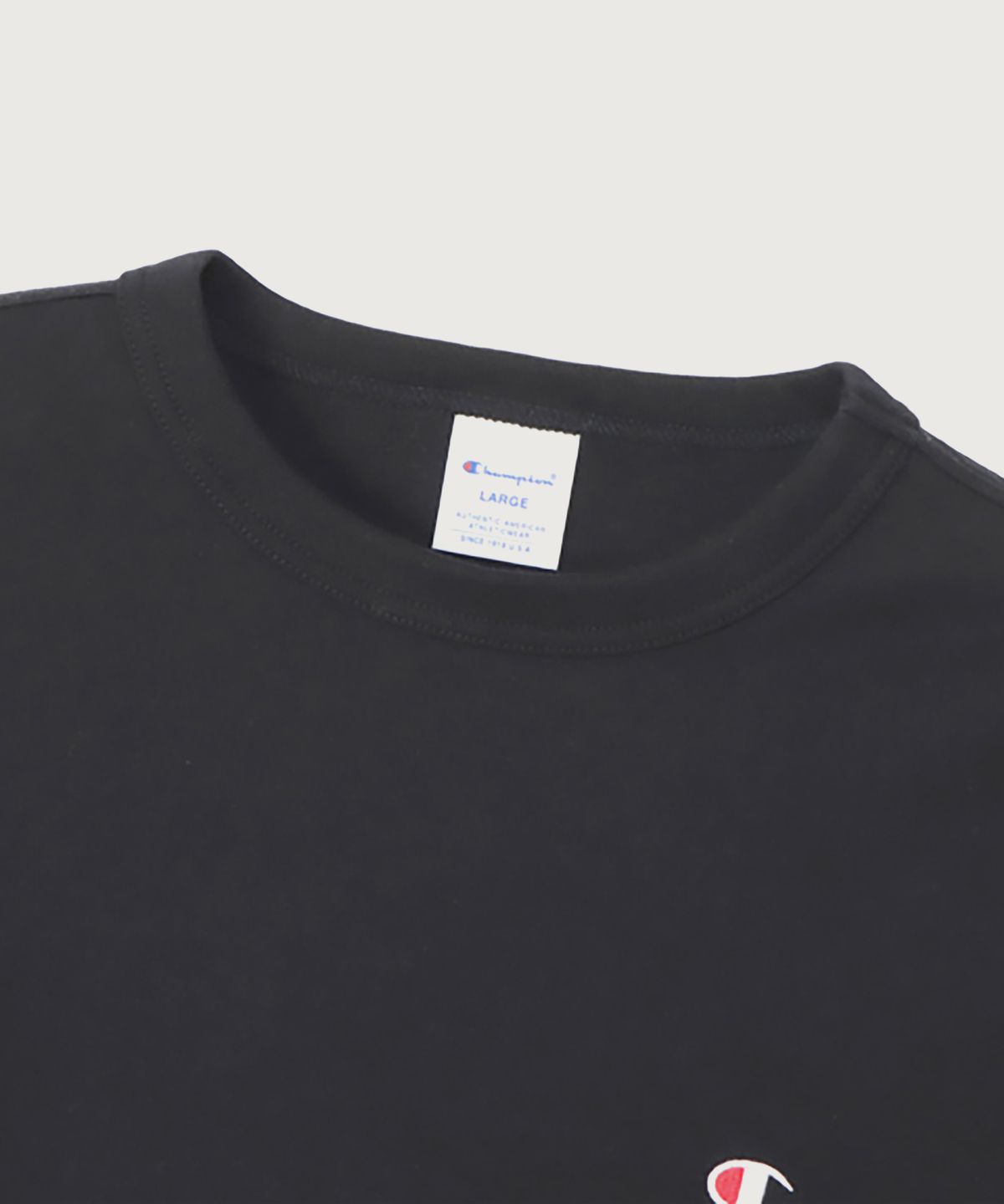 챔피온(CHAMPION) C로고 레귤러핏 저지 롱슬리브 티셔츠 Black