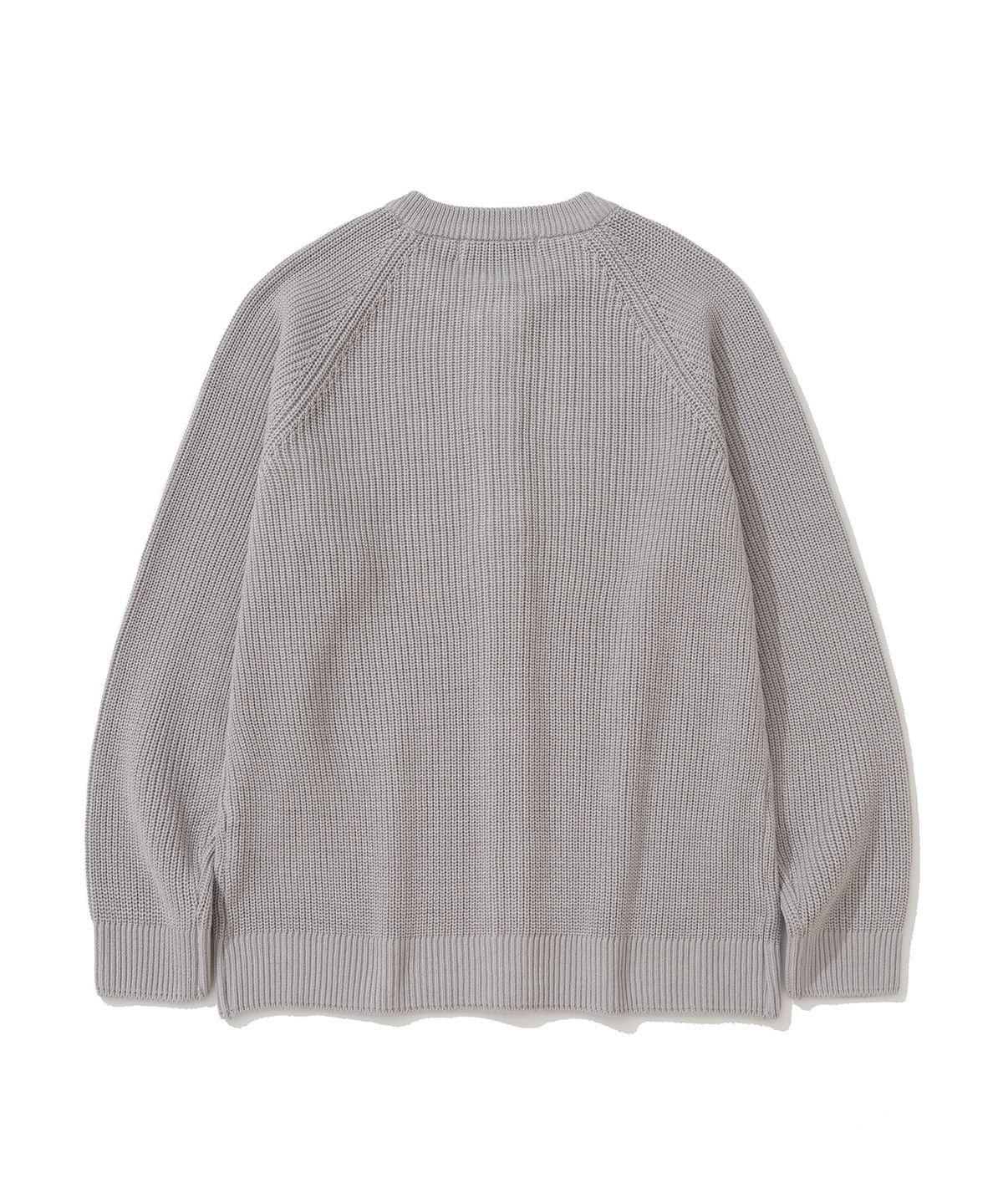 니티드(KNITTED) 코튼 와플 라운드 가디건 GREY
