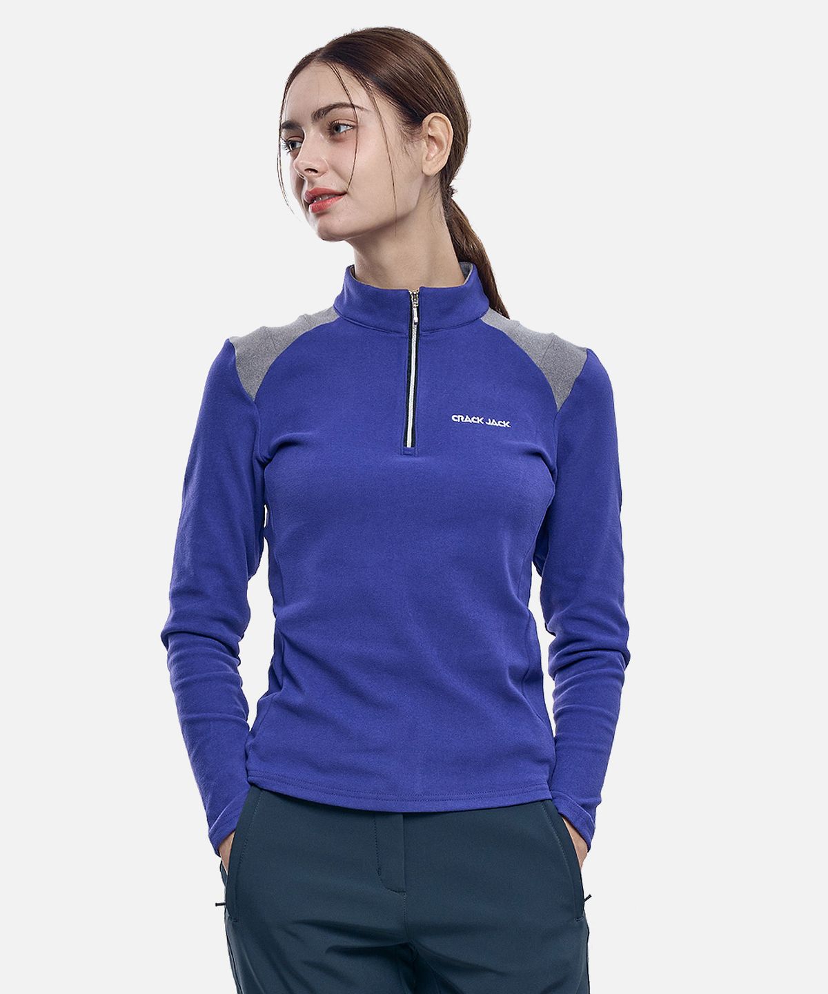 엑스트라스포티(EXTRASPORTY) 퀸즈 여성 어깨배색 기모 집업 티셔츠 3 Colors
