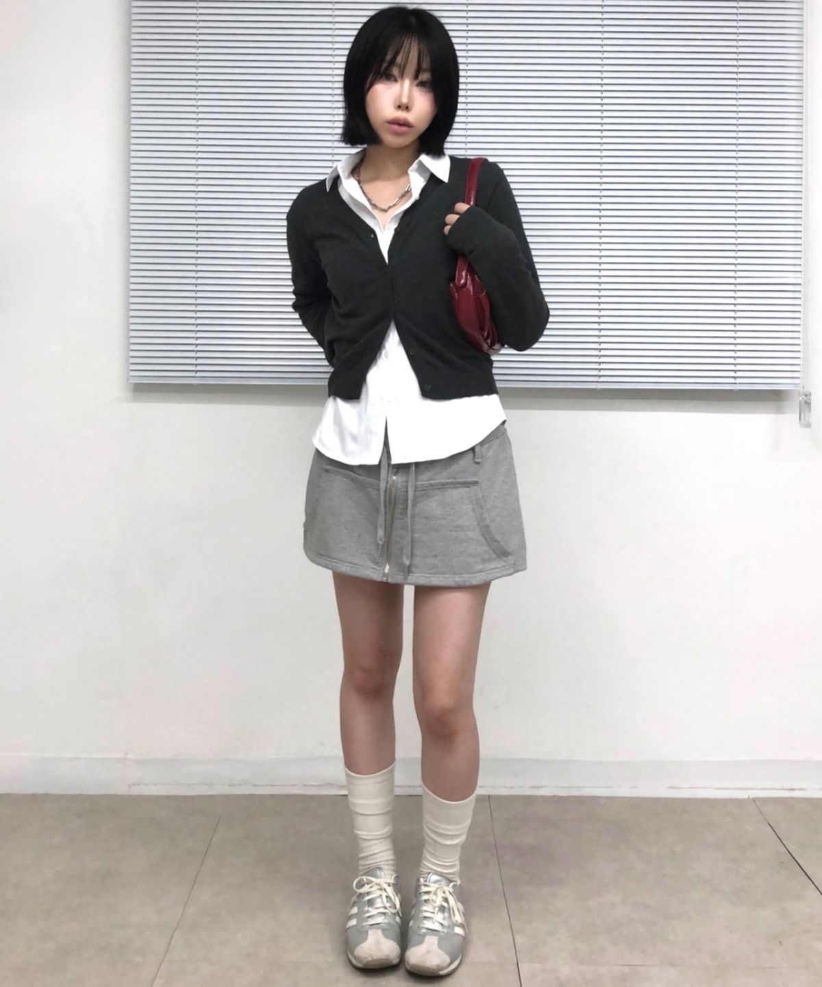 칙스(CHICKS) 레이어드 집업 스커트 멜란지