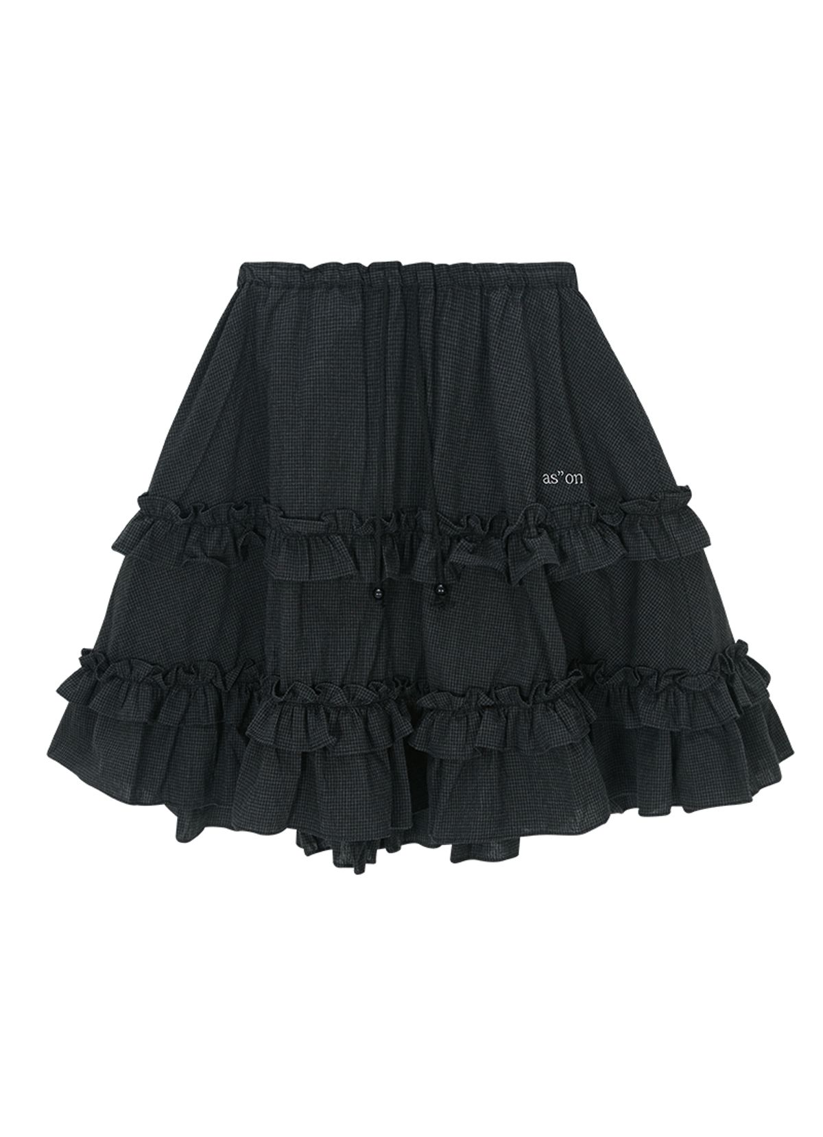 애즈온(ASON) CHECK KANGKANG MIDI SKIRT / BLACK