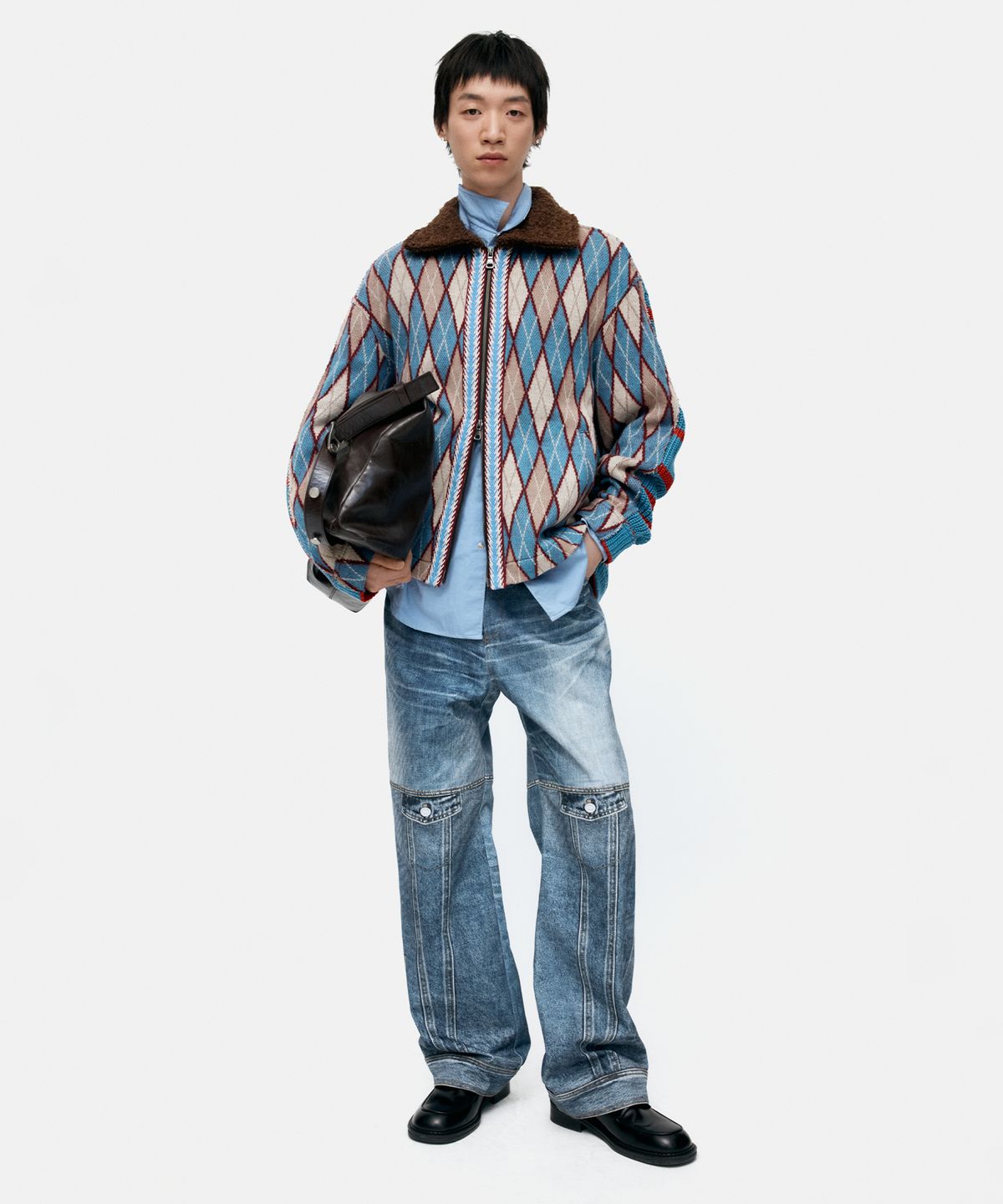 앤더슨벨(ADSB ANDERSSON BELL) UNISEX CUSTOM-LIKE PRINTED DENIM PANTS apa842u(MID BLUE)