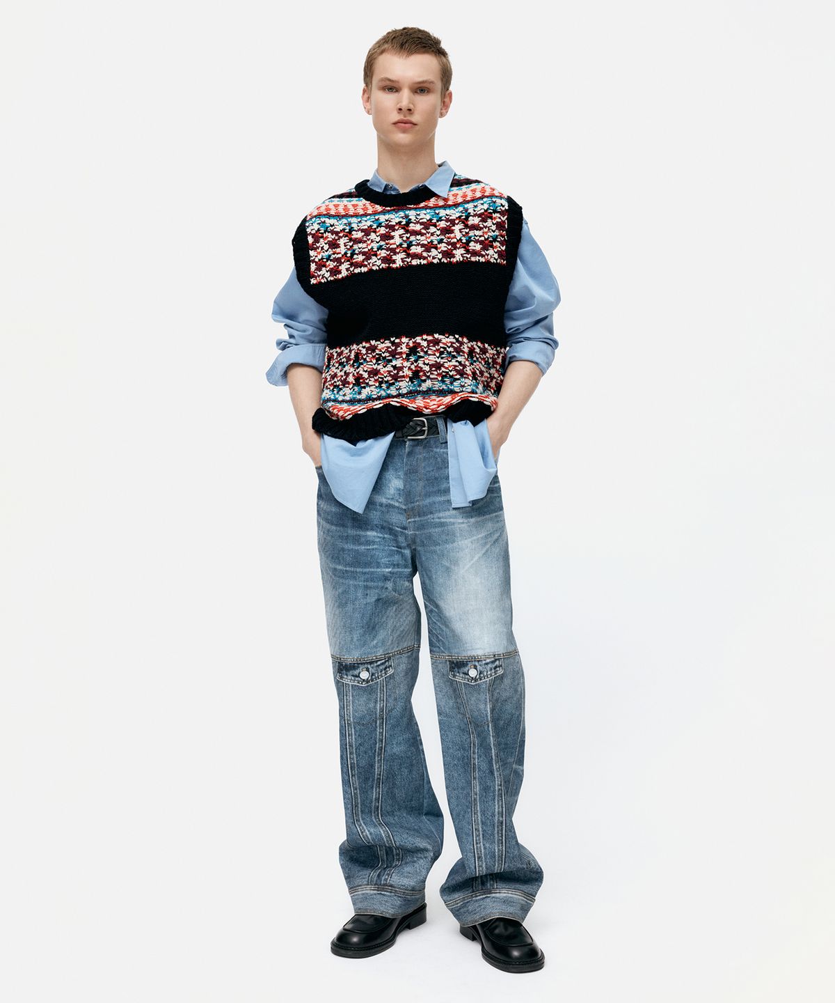 앤더슨벨(ADSB ANDERSSON BELL) UNISEX CUSTOM-LIKE PRINTED DENIM PANTS apa842u(MID BLUE)
