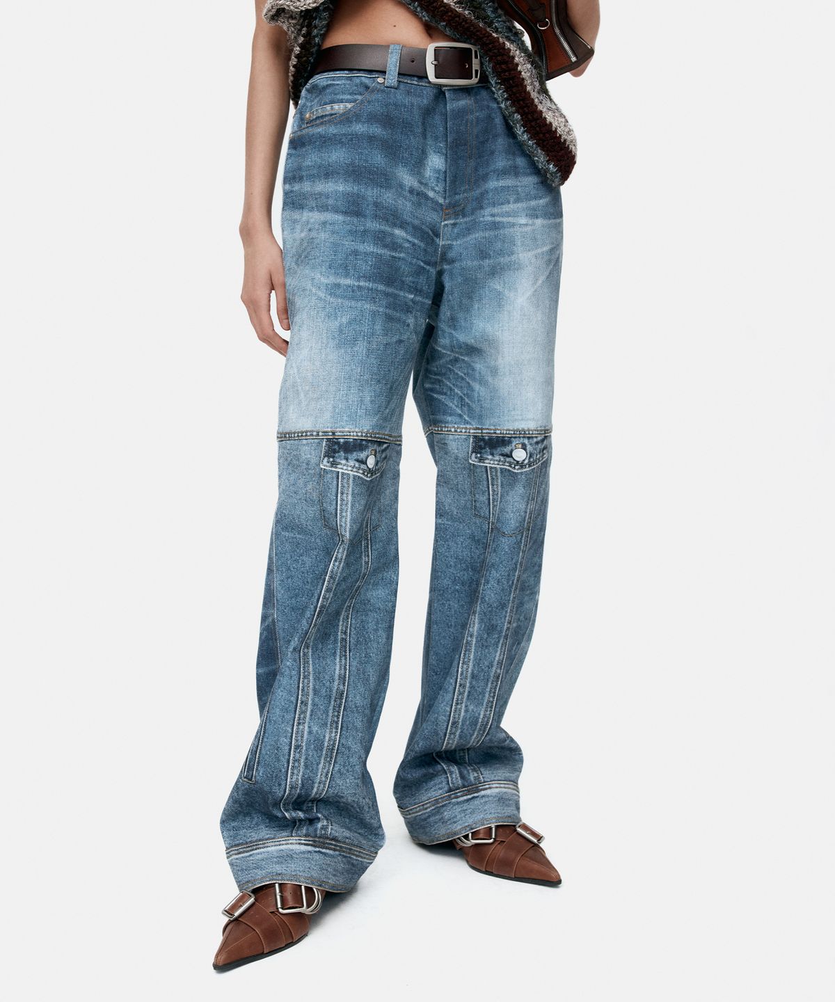 앤더슨벨(ADSB ANDERSSON BELL) UNISEX CUSTOM-LIKE PRINTED DENIM PANTS apa842u(MID BLUE)