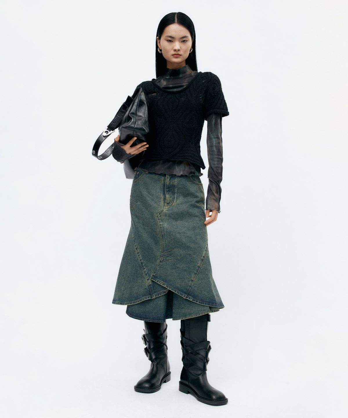 앤더슨벨(ADSB ANDERSSON BELL) CAP SLEEVE SWEATER LAYERED TOP atb1352w(BLACK)