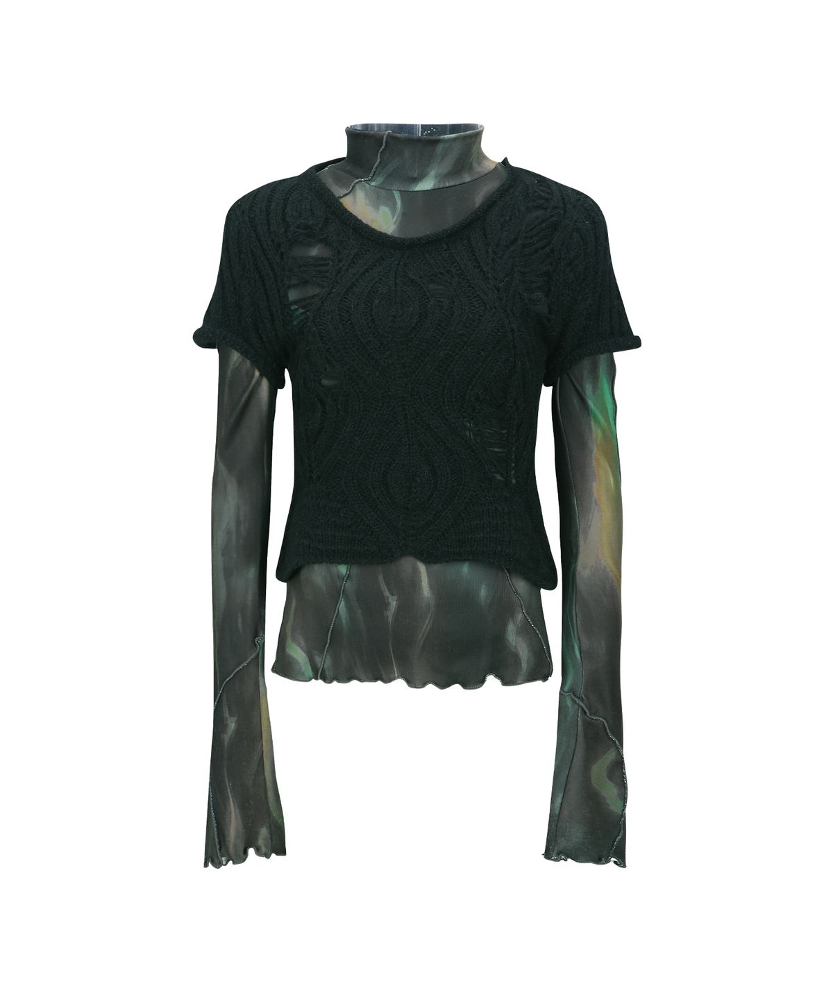 앤더슨벨(ADSB ANDERSSON BELL) CAP SLEEVE SWEATER LAYERED TOP atb1352w(BLACK)