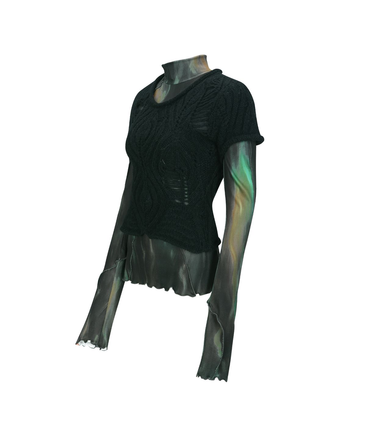 앤더슨벨(ADSB ANDERSSON BELL) CAP SLEEVE SWEATER LAYERED TOP atb1352w(BLACK)