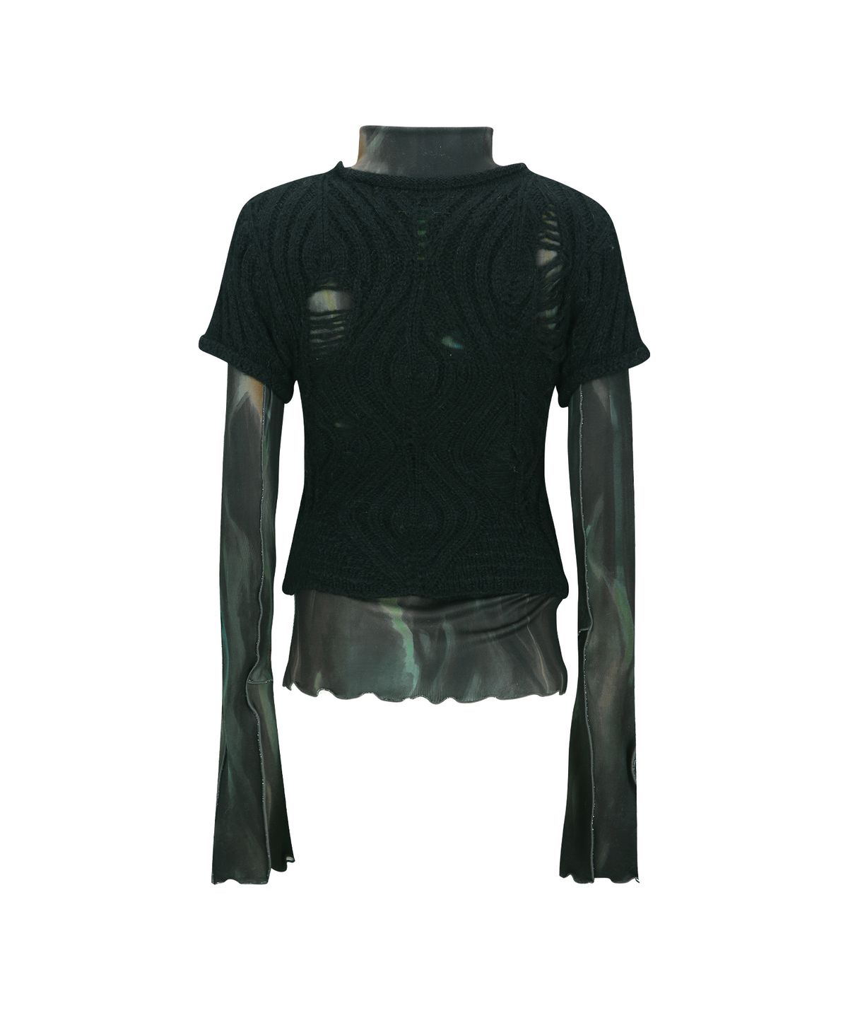앤더슨벨(ADSB ANDERSSON BELL) CAP SLEEVE SWEATER LAYERED TOP atb1352w(BLACK)
