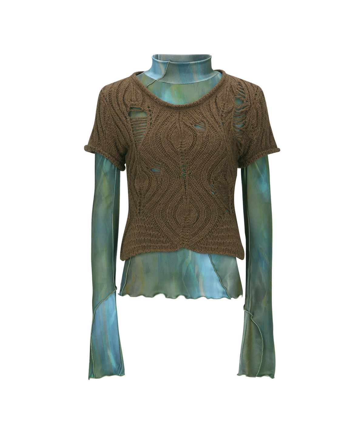 앤더슨벨(ADSB ANDERSSON BELL) CAP SLEEVE SWEATER LAYERED TOP atb1352w(BROWN)