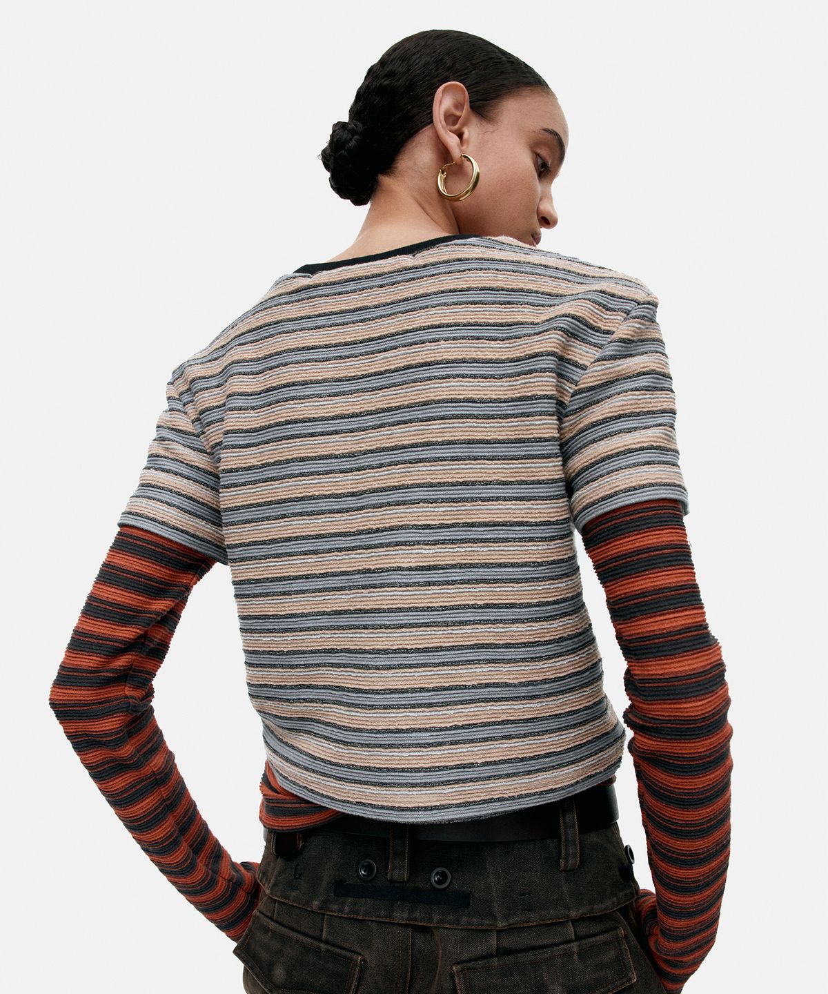 앤더슨벨(ADSB ANDERSSON BELL) MULTI STRIPE LS T-SHIRTS atb1335w(BEIGE / BRICK)