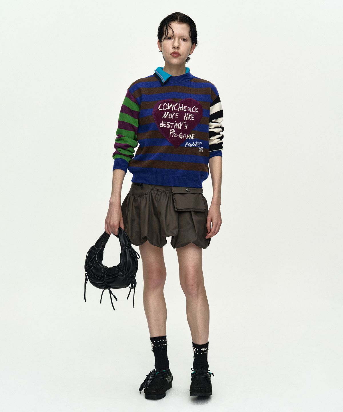 앤더슨벨(ADSB ANDERSSON BELL) GIRLS HEART MESSAGE CREW-NECK SWEATER atb1464w(BLUE/GREEN)